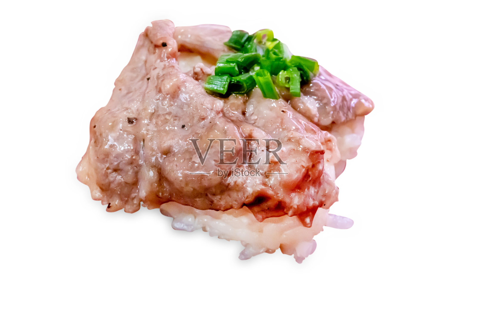 俯视角度的和牛寿司，选择性对焦照片摄影图片