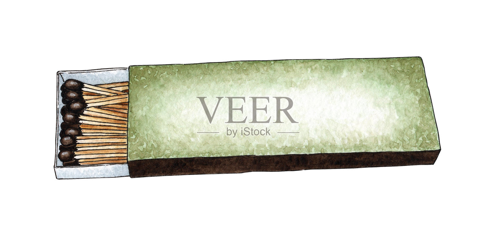 壁炉火柴的水彩画插画图片素材