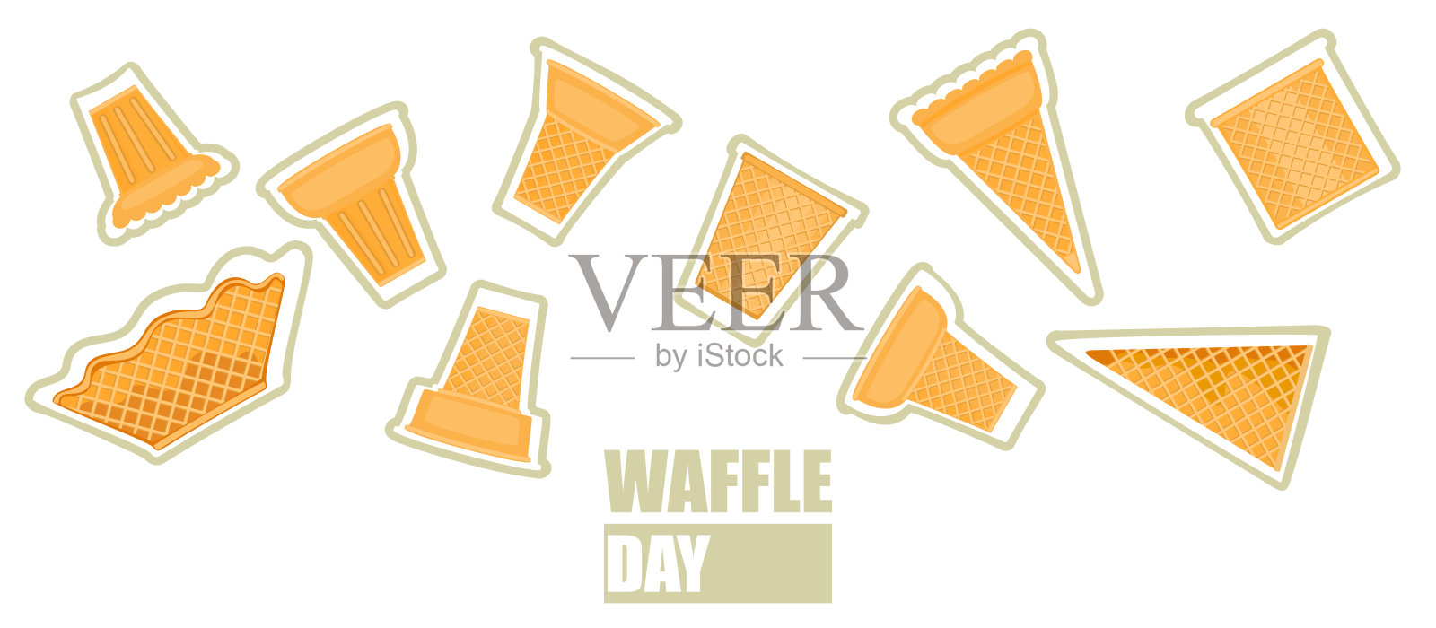 烘焙插图集。烘焙、华夫饼、面包店、烹饪、甜品、甜点、糕点概念。适用于海报、横幅、卡片和广告的白色背景上的矢量插图。插画图片素材