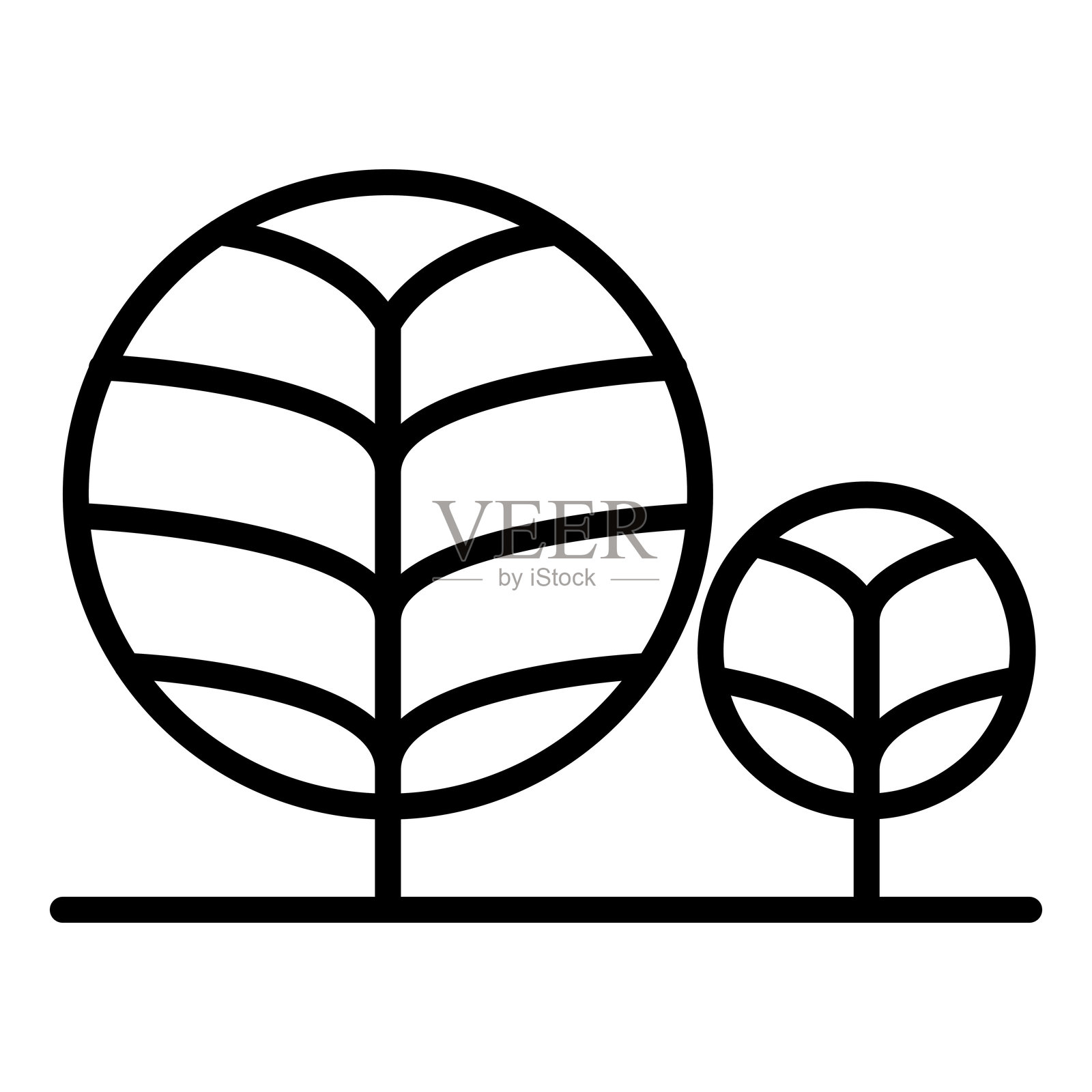 树图标，细线风格，矢量插图，图形设计插画图片素材