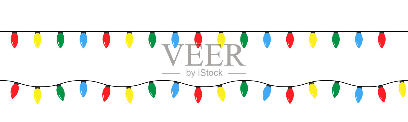 圣诞灯饰花环插画图片素材