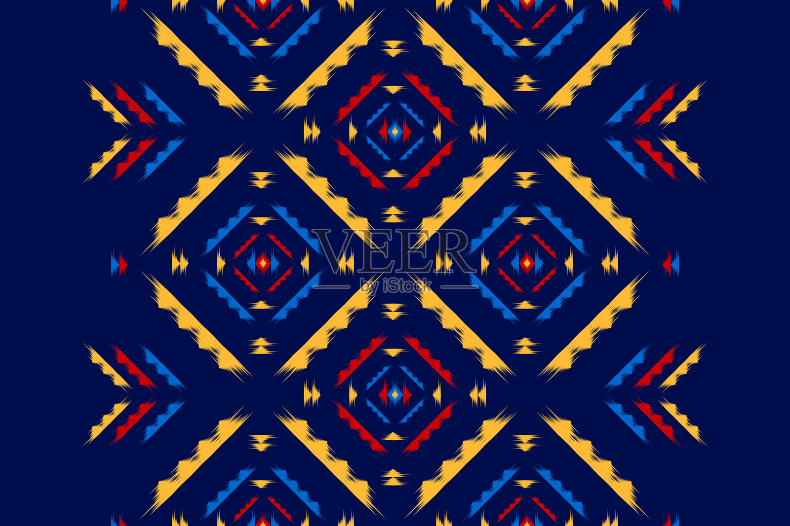 抽象民族图案艺术。传统的伊卡特无缝图案。美式、墨西哥风格。插画图片素材