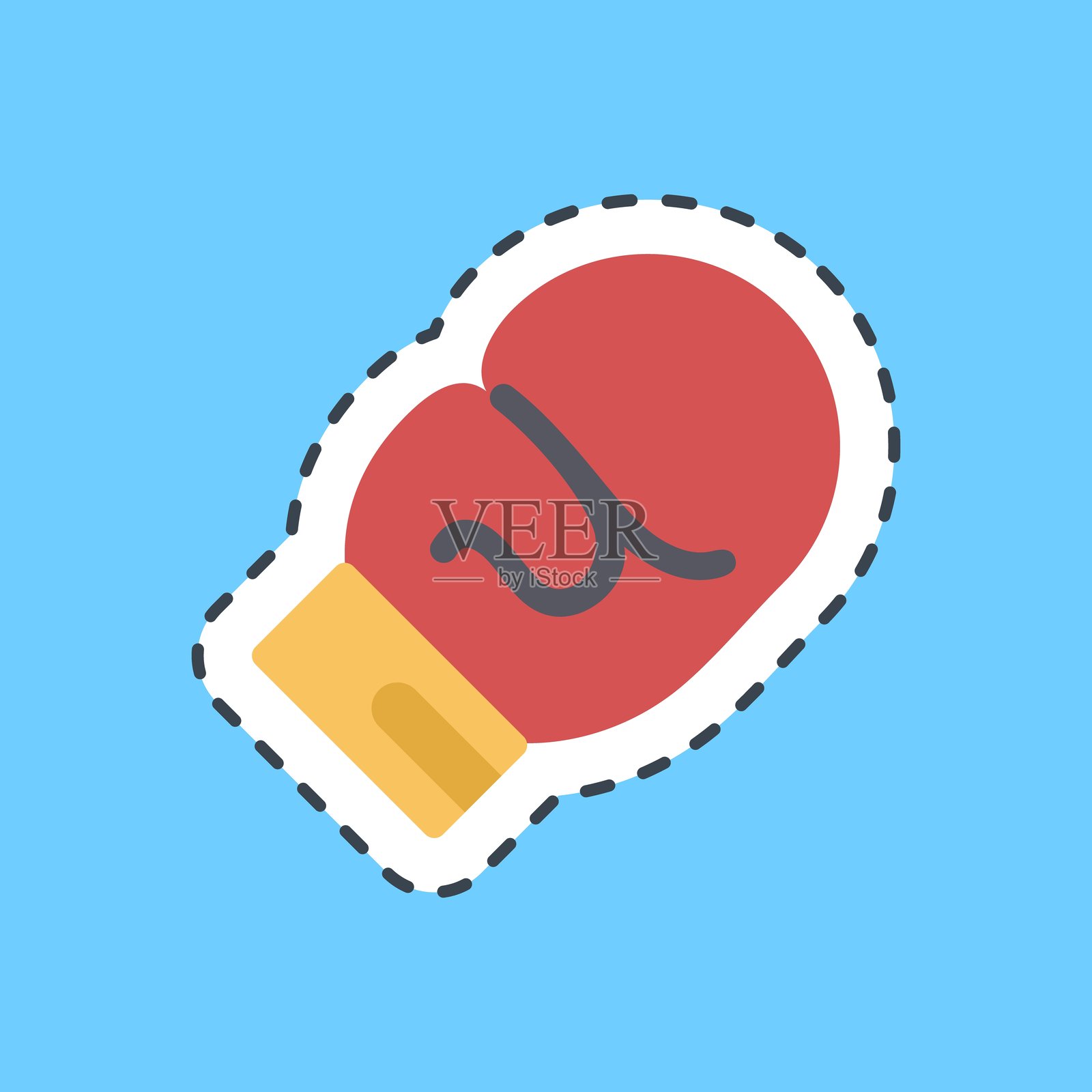 切割线贴纸拳击。运动元素。插画图片素材