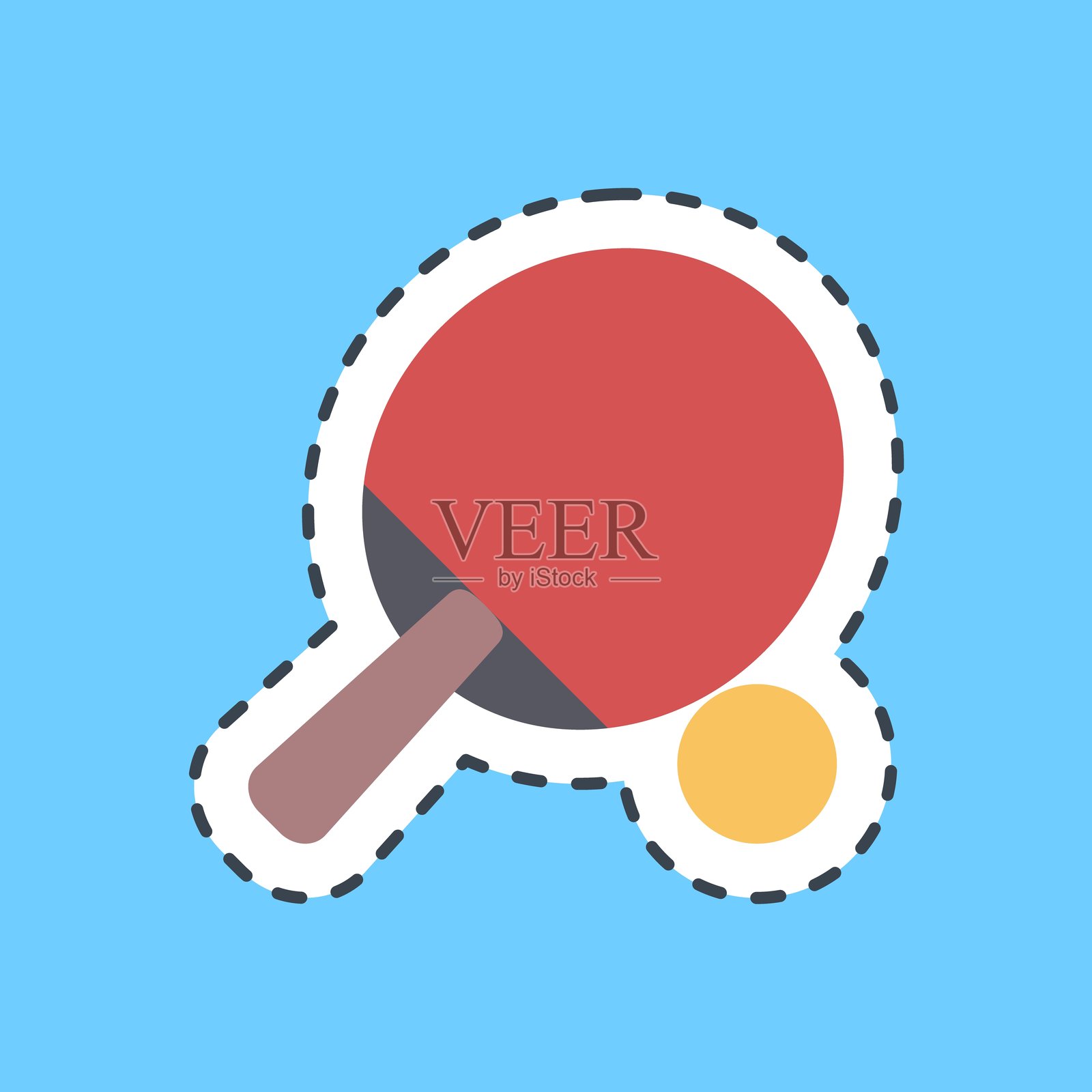 乒乓球切割线贴纸。运动元素。插画图片素材