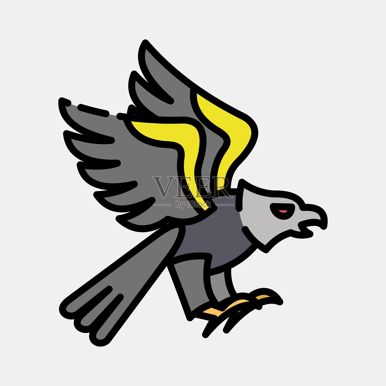 图标鹰。传统纹身元素。填充线条风格的图标。插画图片素材