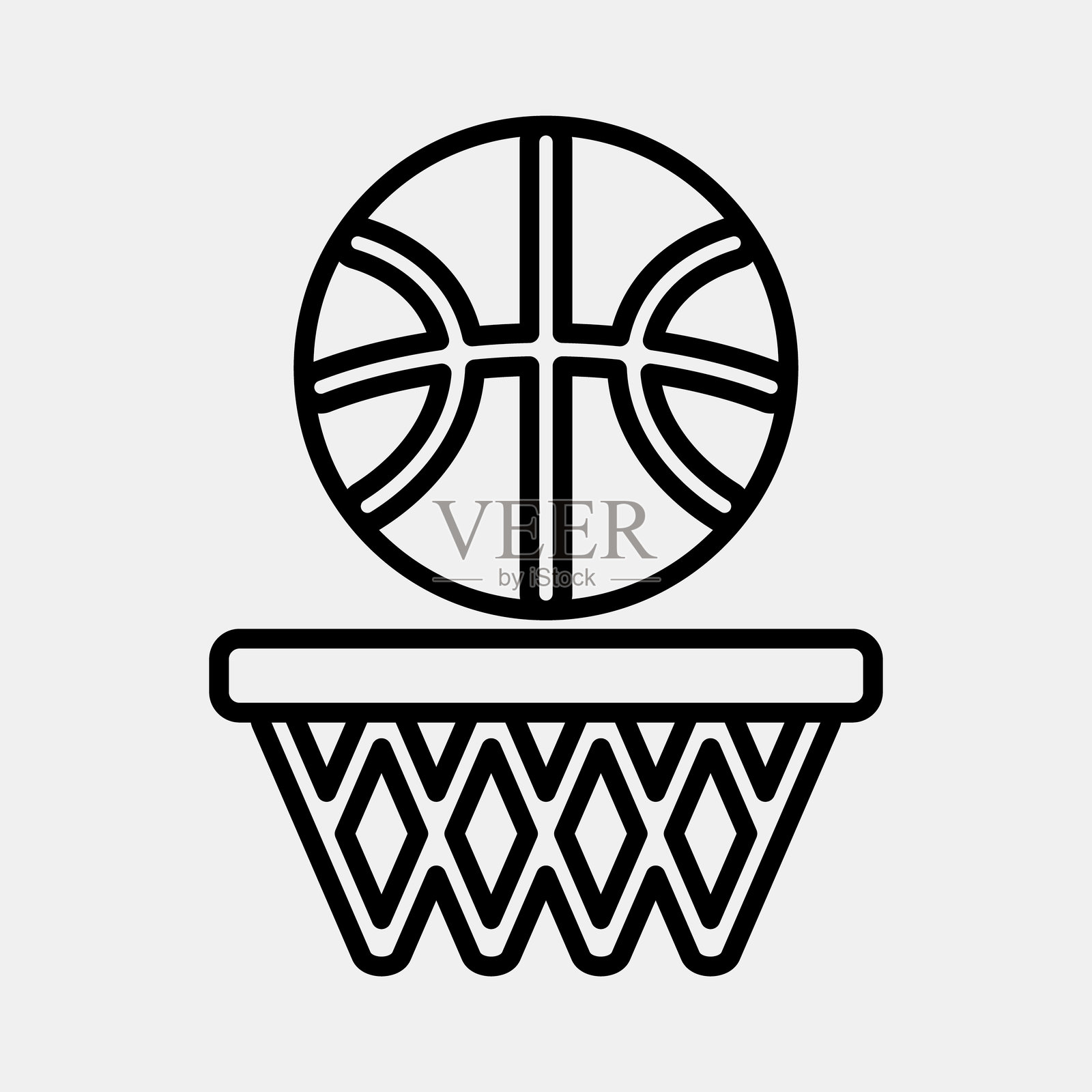 篮球图标。运动元素。线条风格的图标。插画图片素材