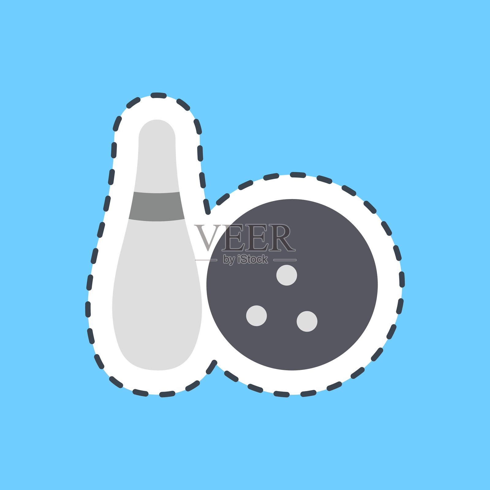 切割线贴纸保龄球。运动元素。插画图片素材