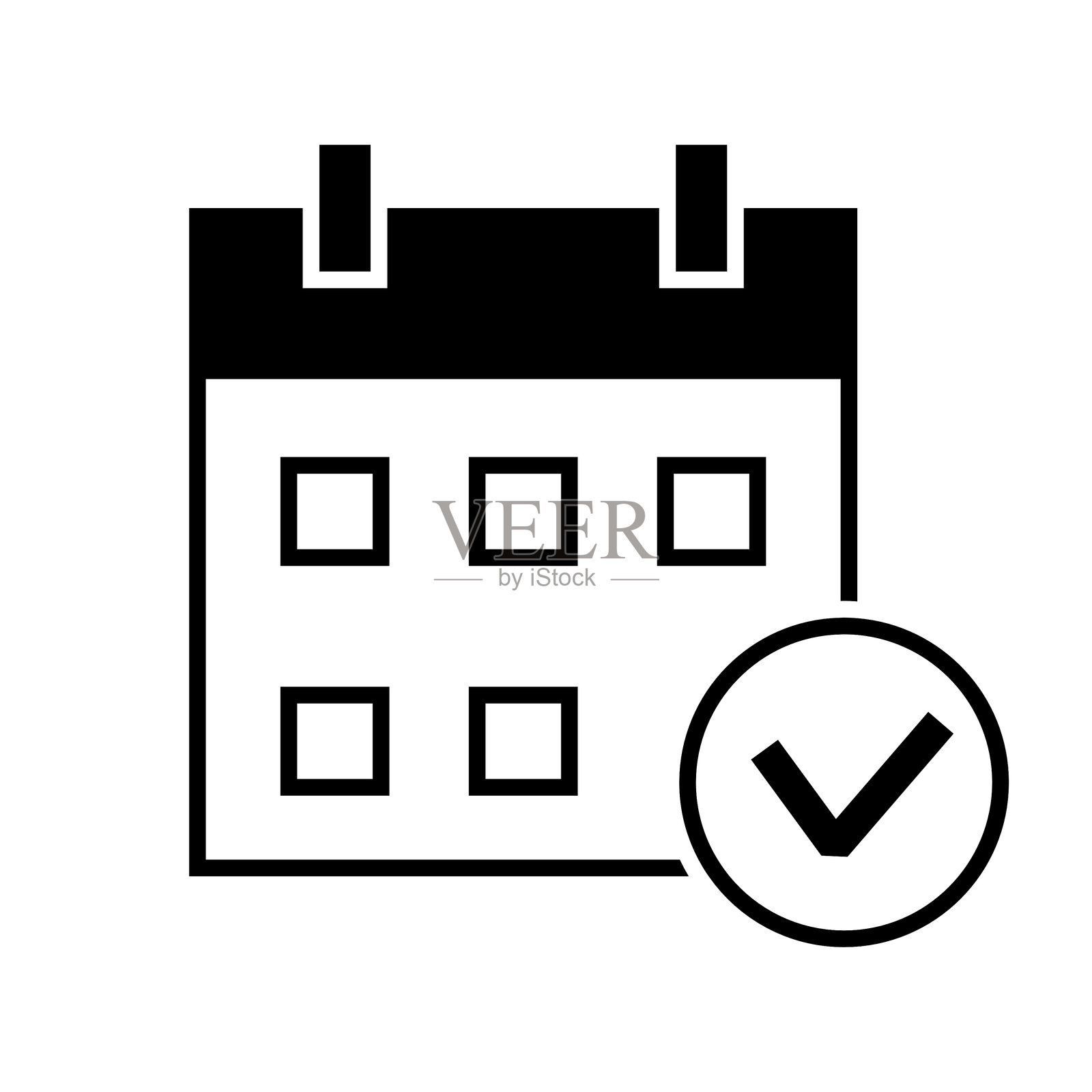 日历检查剪影图标插画图片素材