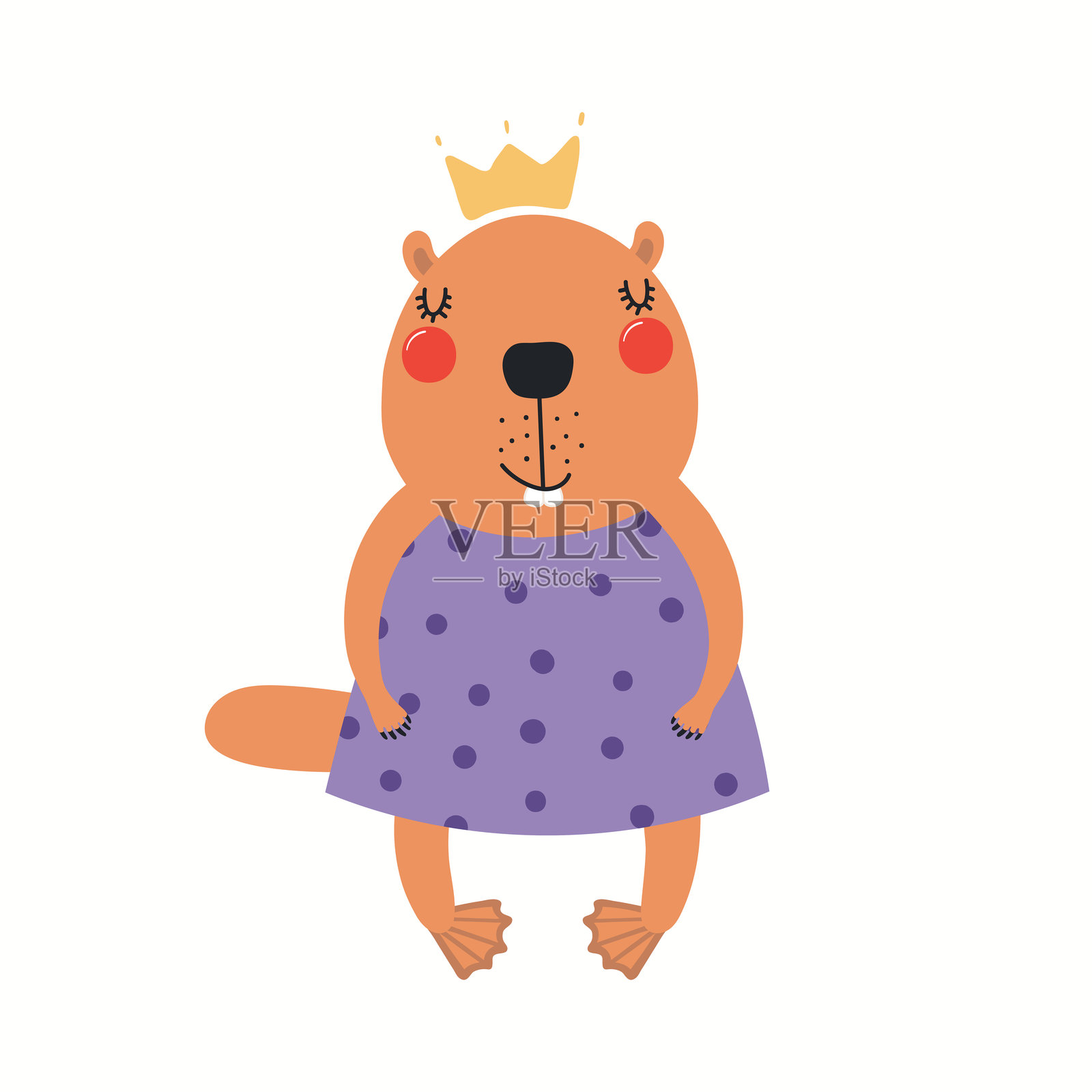 可爱的海狸公主插画图片素材