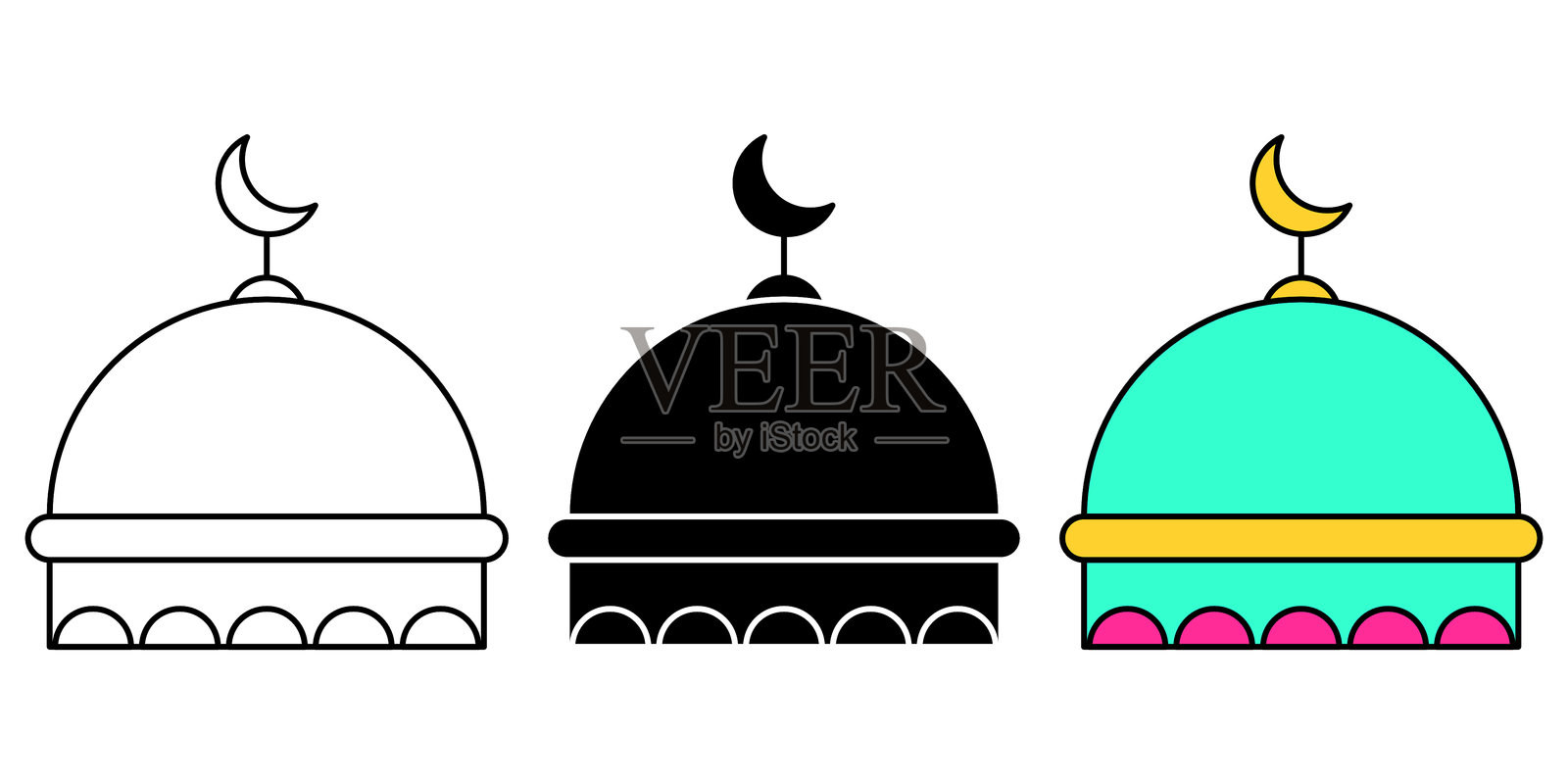 清真寺图标集。插画图片素材