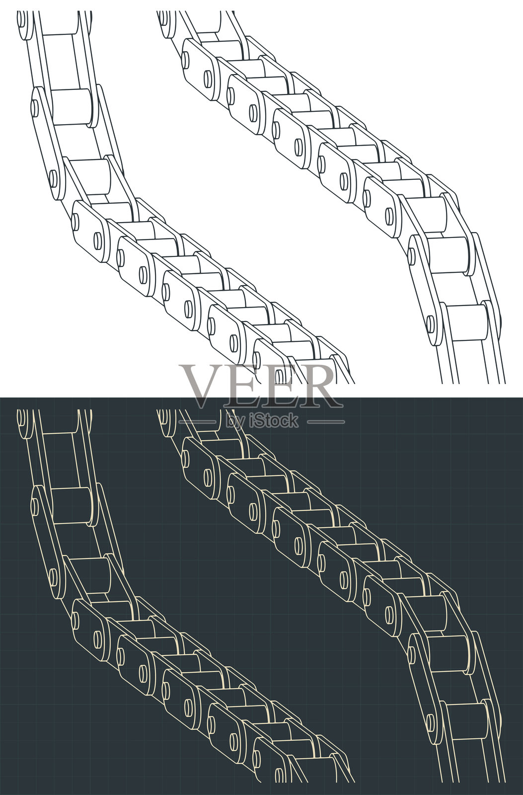 输送链等轴测蓝图插画图片素材