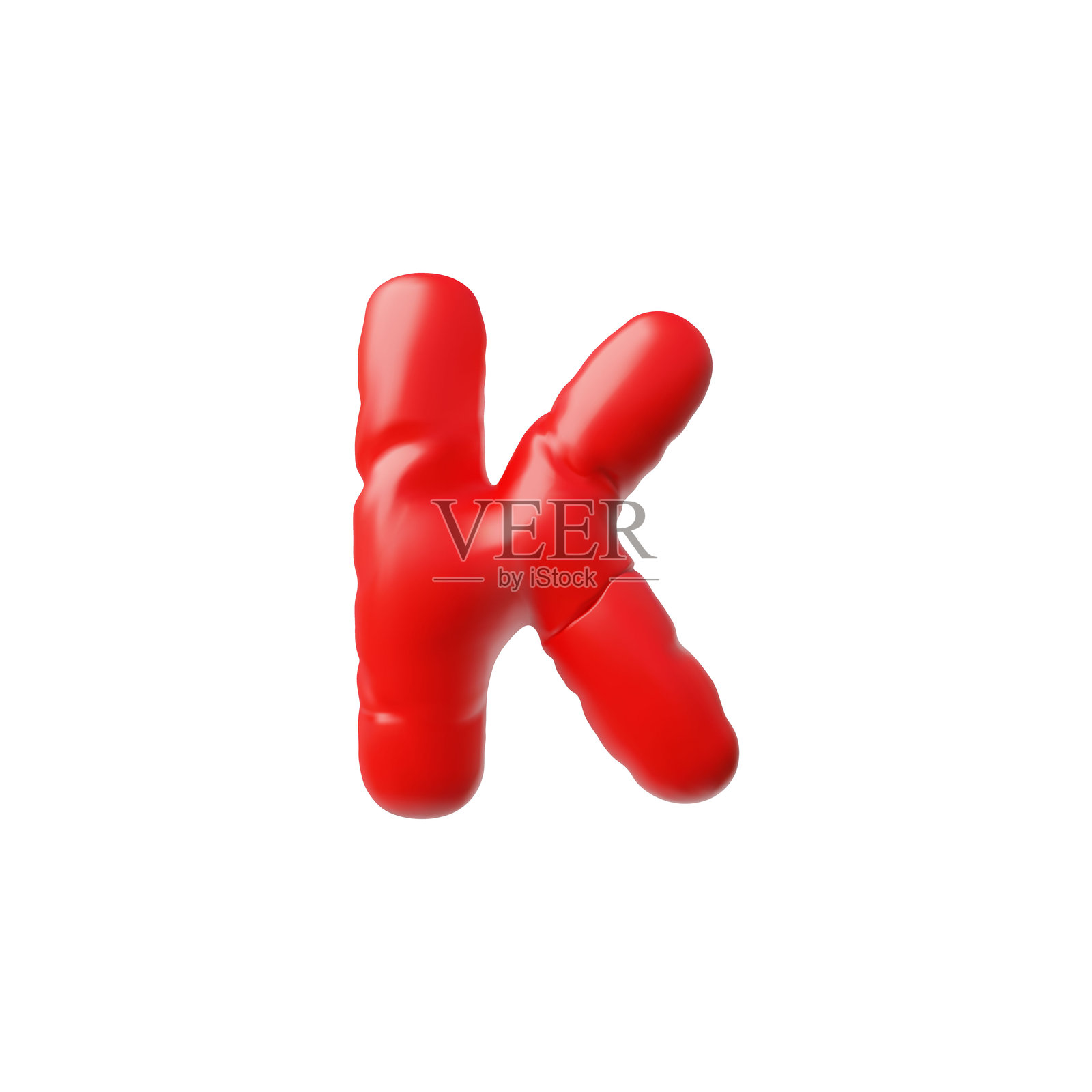 字母K形状的气球3D插图。插画图片素材