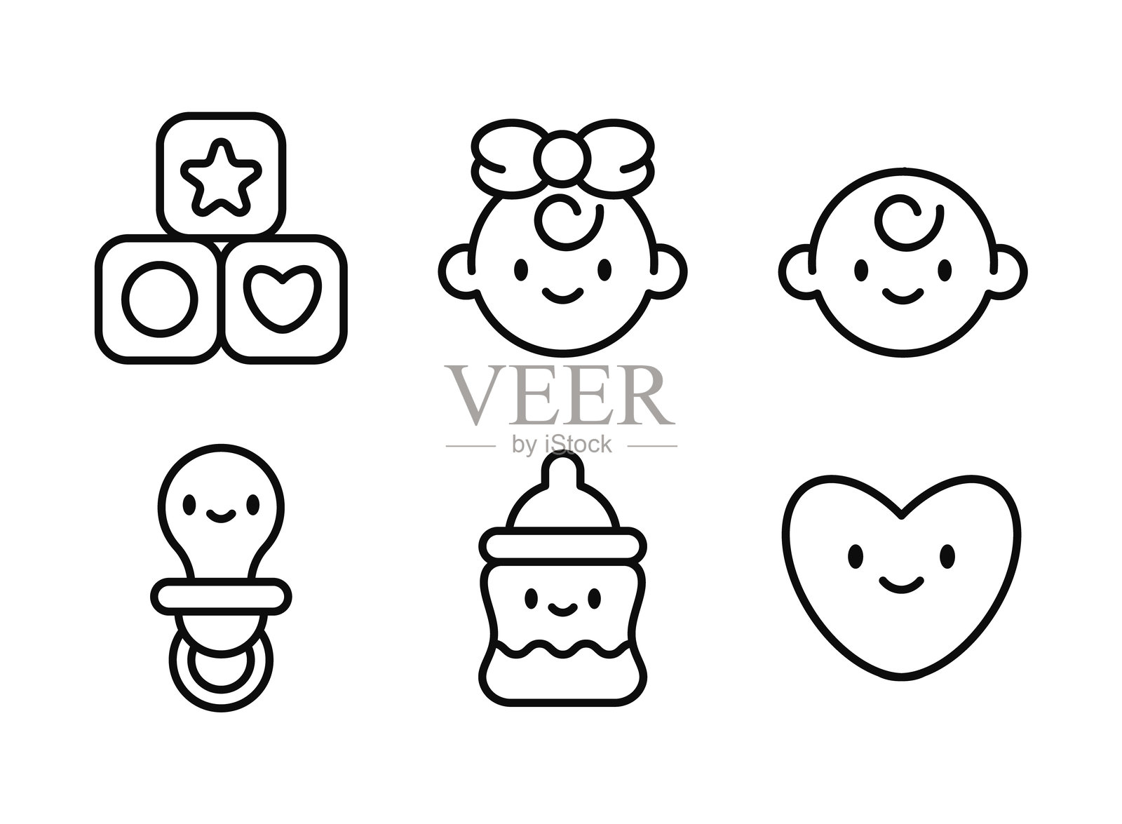 可爱的婴儿图标插画图片素材