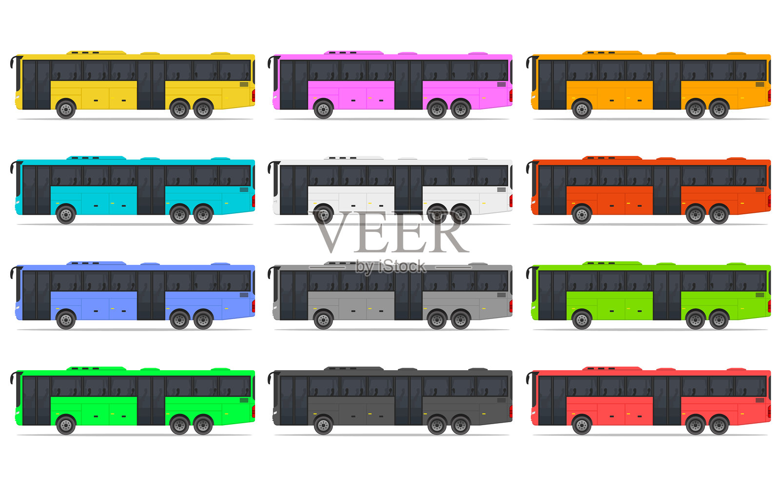 公交车图标集插画图片素材