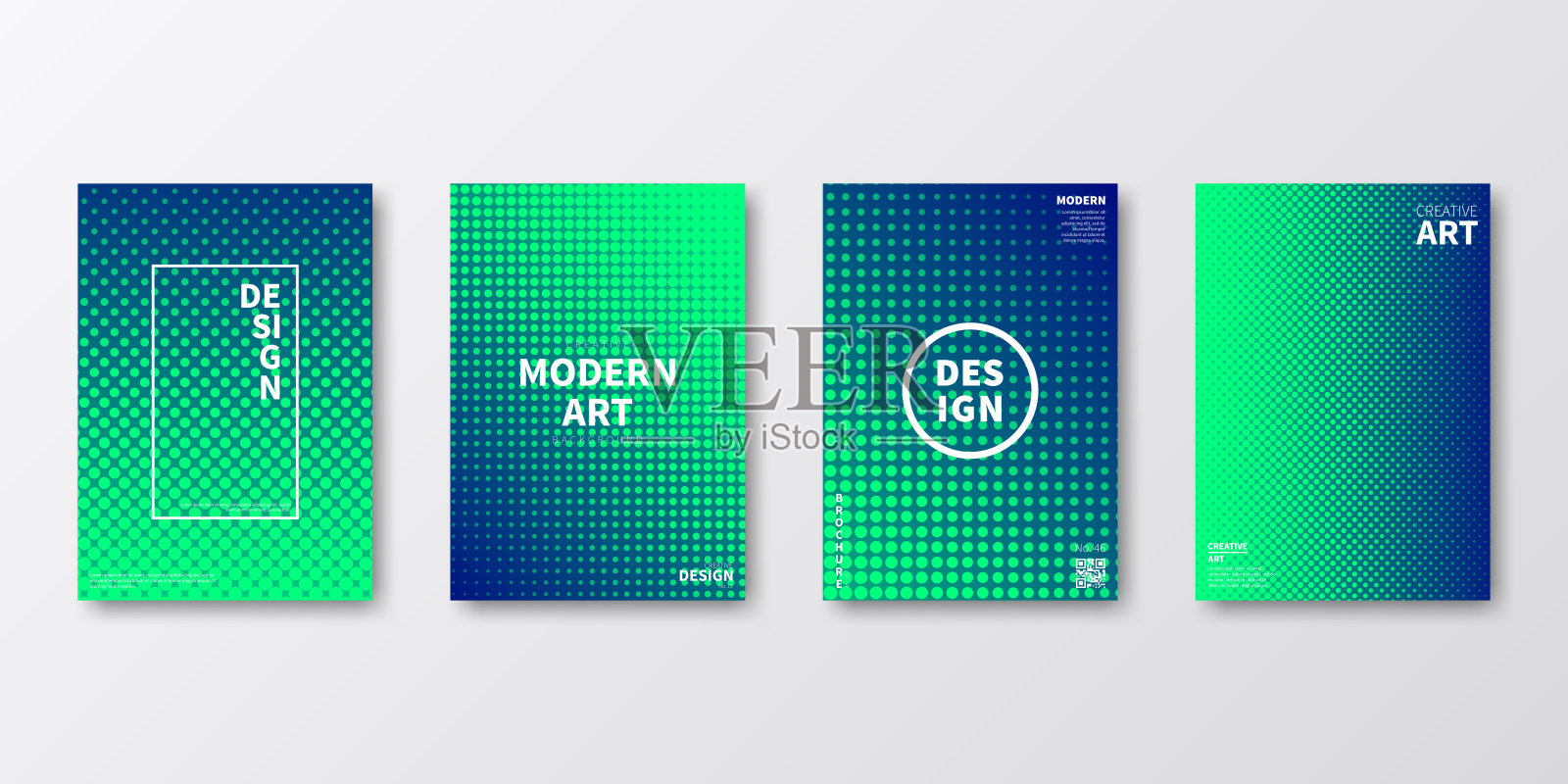 宣传册模板布局，绿色封面设计，商业年度报告，传单，杂志插画图片素材