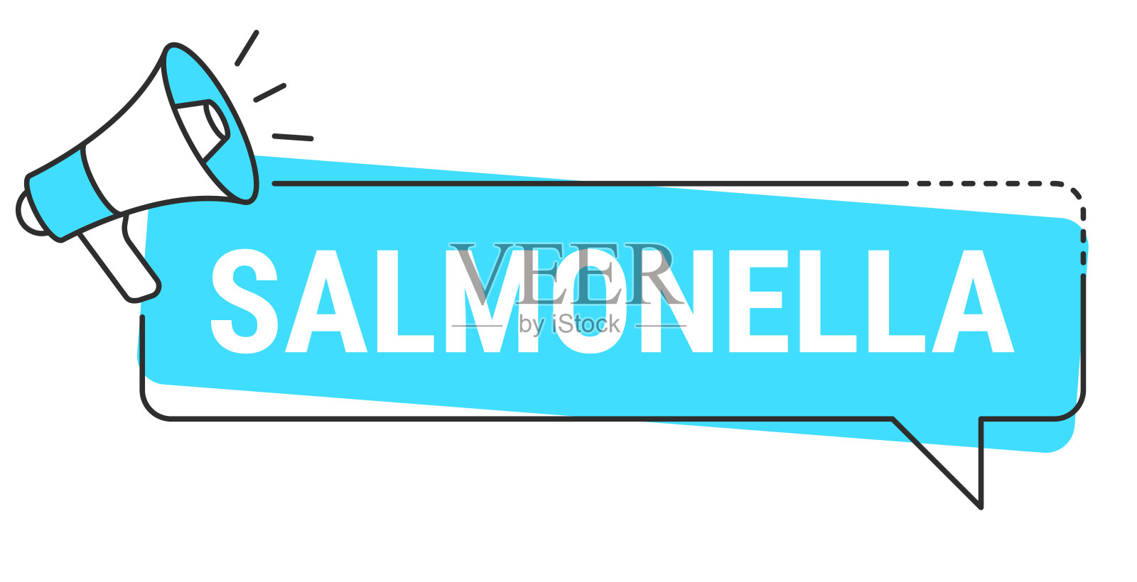 沙门氏菌 - 白色背景上的对话气泡和扩音器插画图片素材