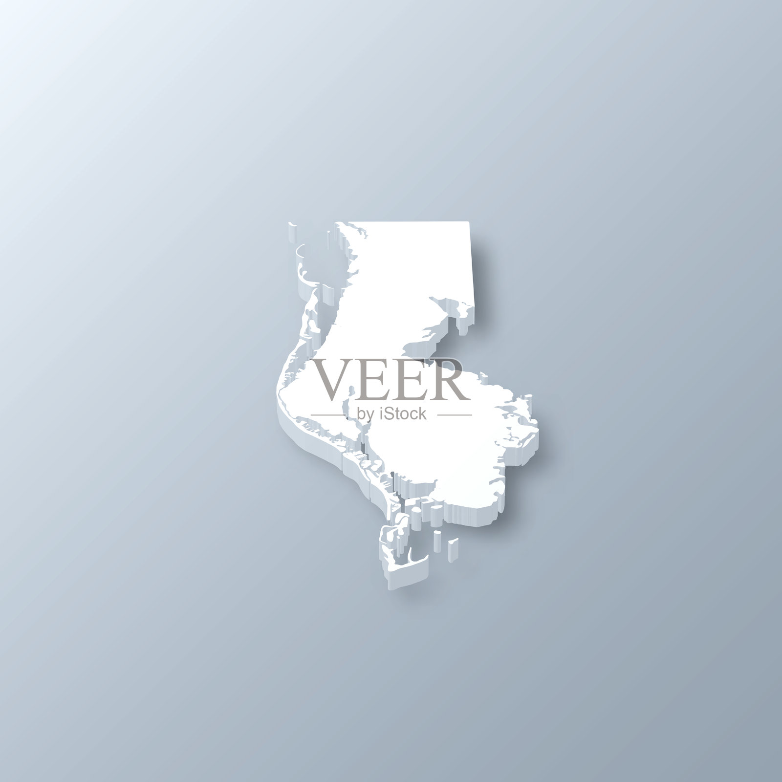 佛罗里达州皮纳拉斯县。灰色背景上的3D地图插画图片素材