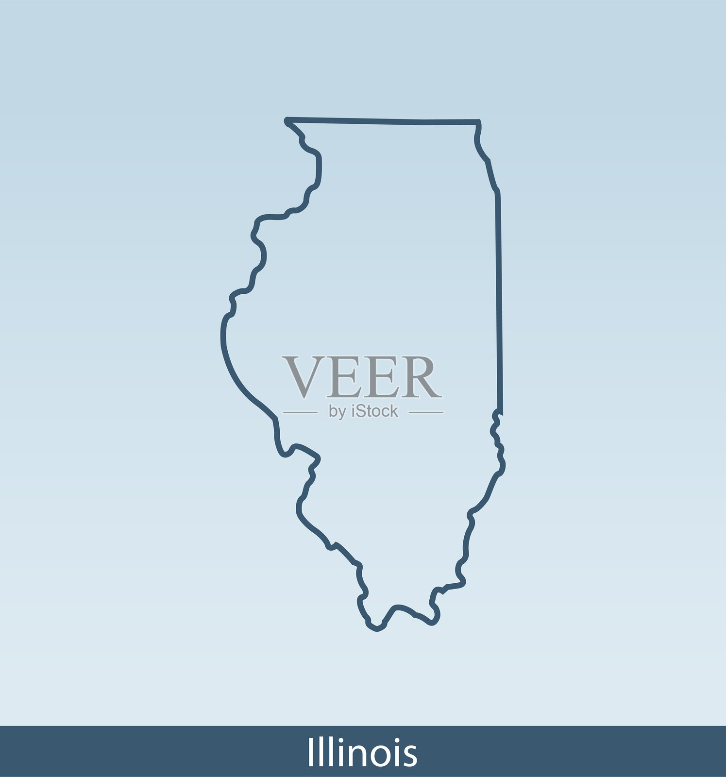 伊利诺伊州地图插画图片素材