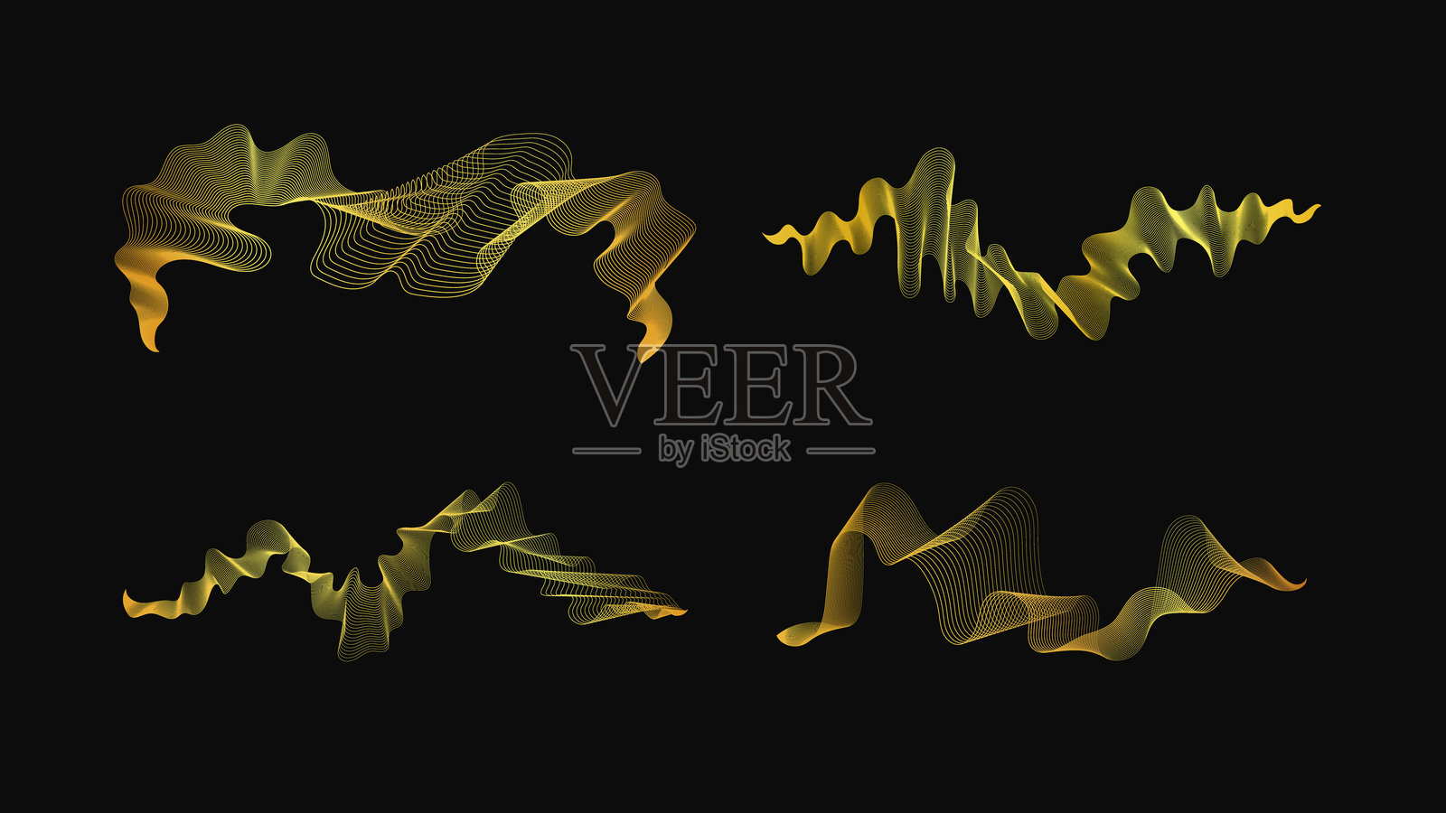 奢华金色波浪的抽象背景集插画图片素材