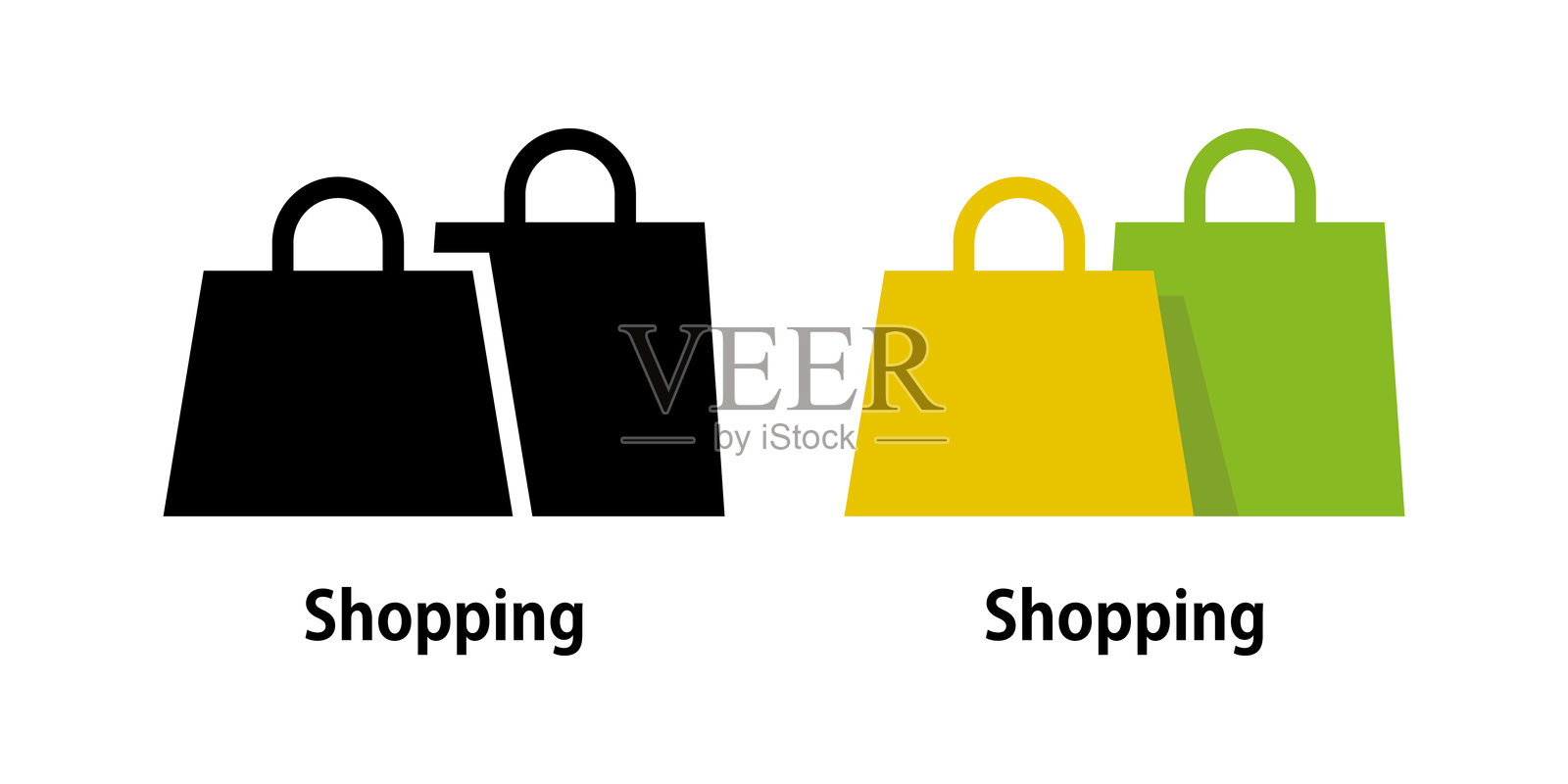 购物袋、购物篮图标集，变体插图，矢量素材插画图片素材