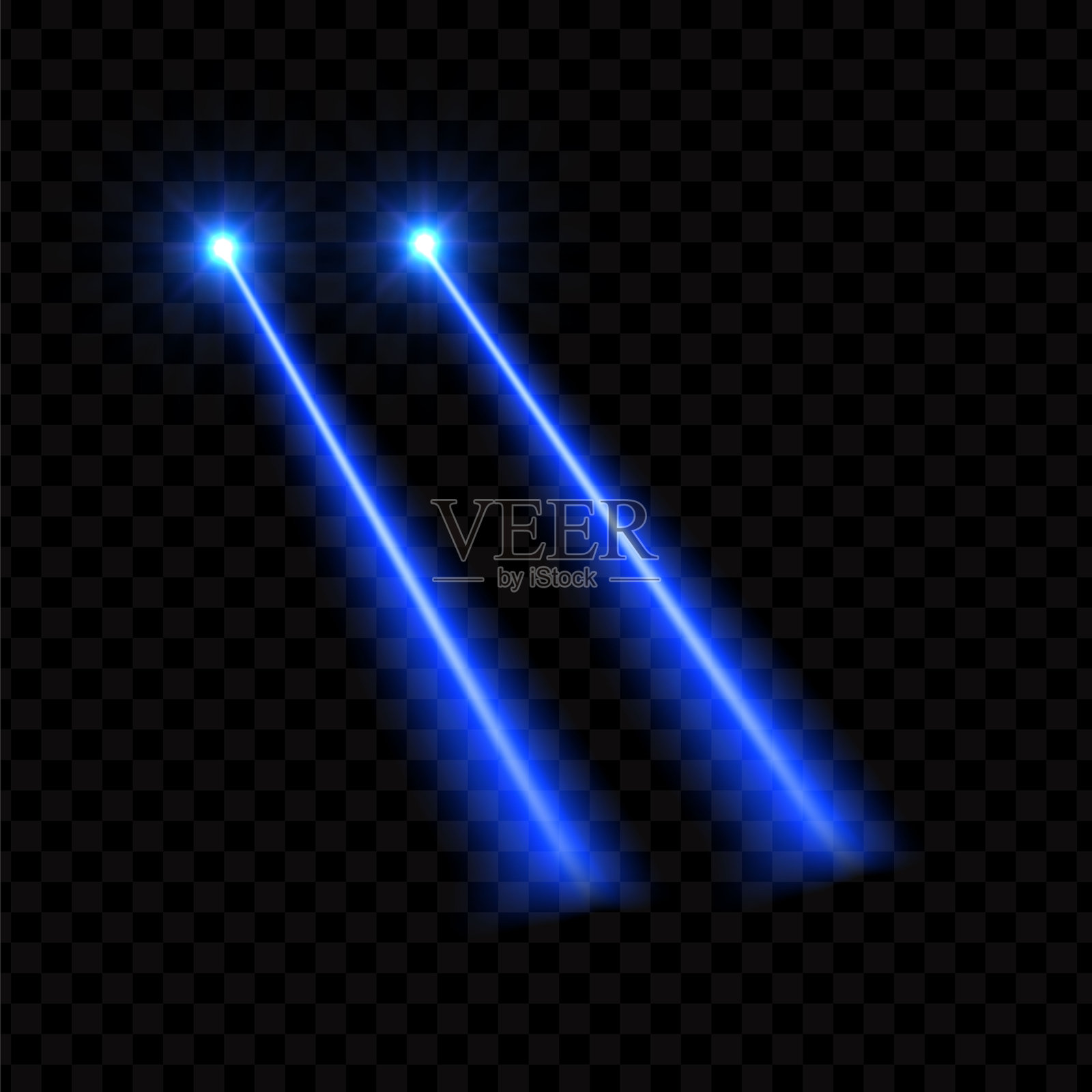 蓝色霓虹色双激光束的矢量插图。插画图片素材