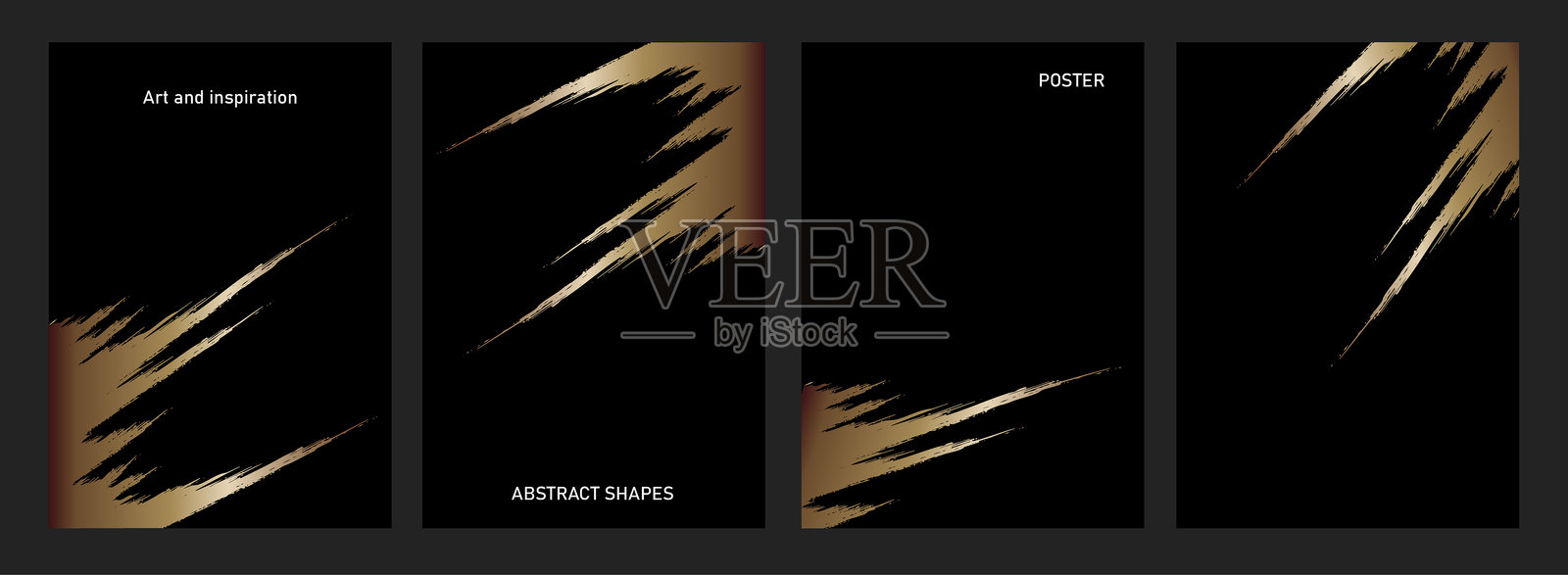 金色笔触在黑色背景上形成动态的对角线插画图片素材