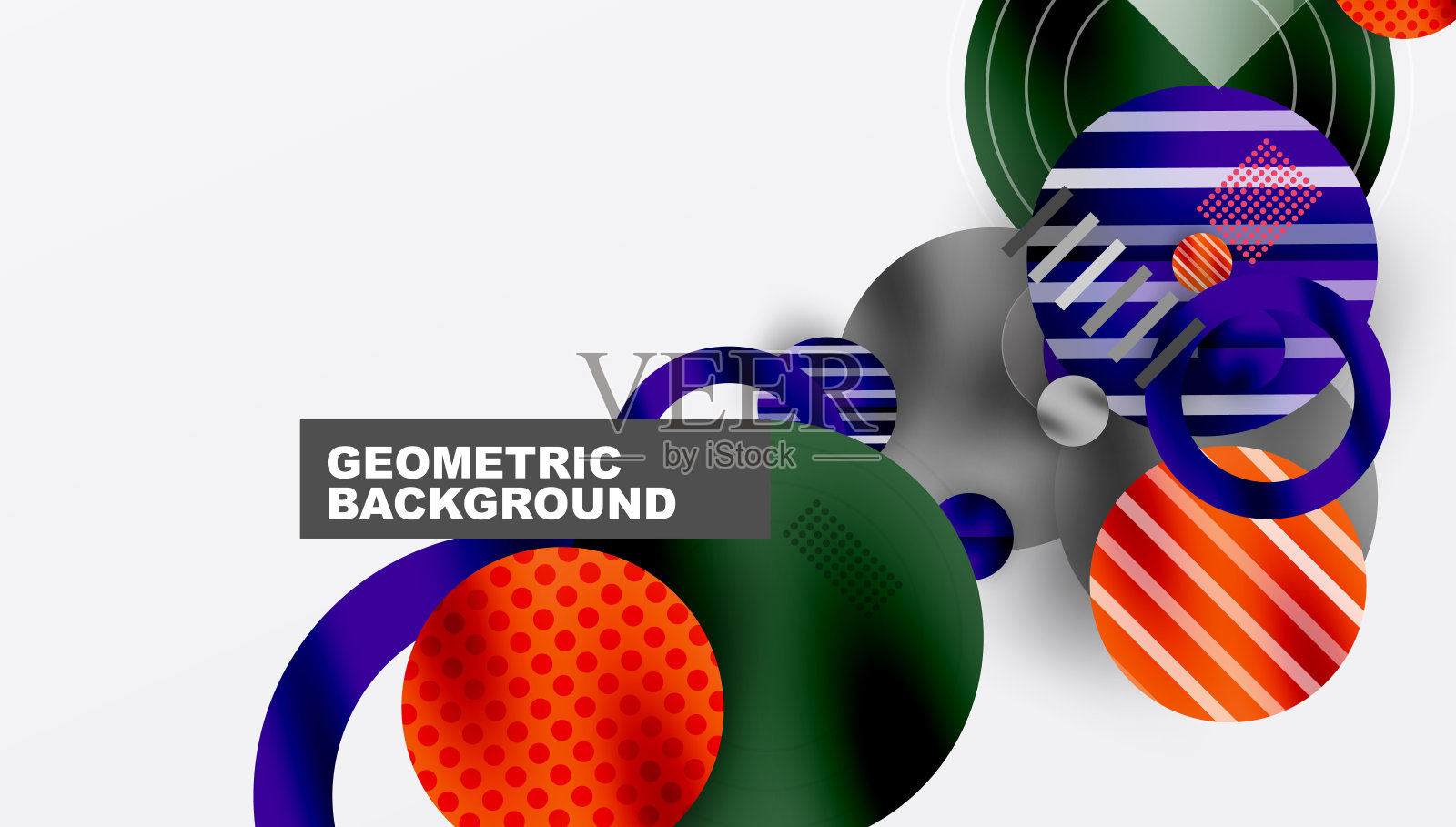 抽象圆形设计与重叠的透明几何形状插画图片素材