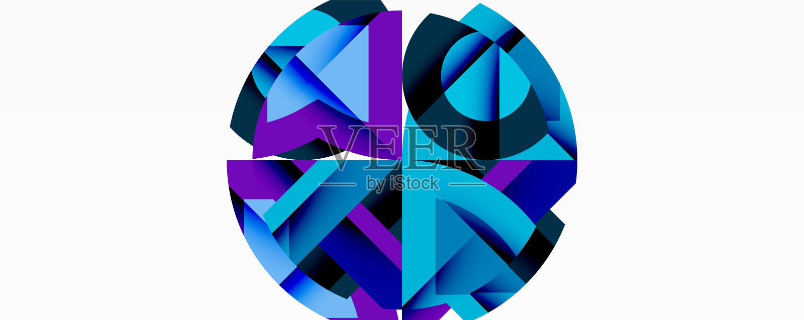 圆形、半圆形、正方形和圆形三角形。几何马赛克风格的抽象背景，适用于壁纸、横幅、背景、卡片、书籍插图和着陆页。插画图片素材