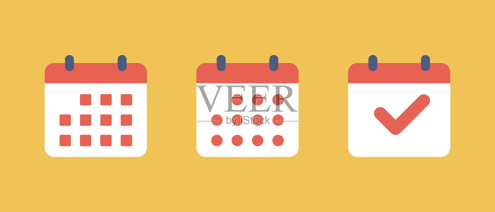 日历，扁平风格的日期图标集。日程，事件标志符号插画图片素材