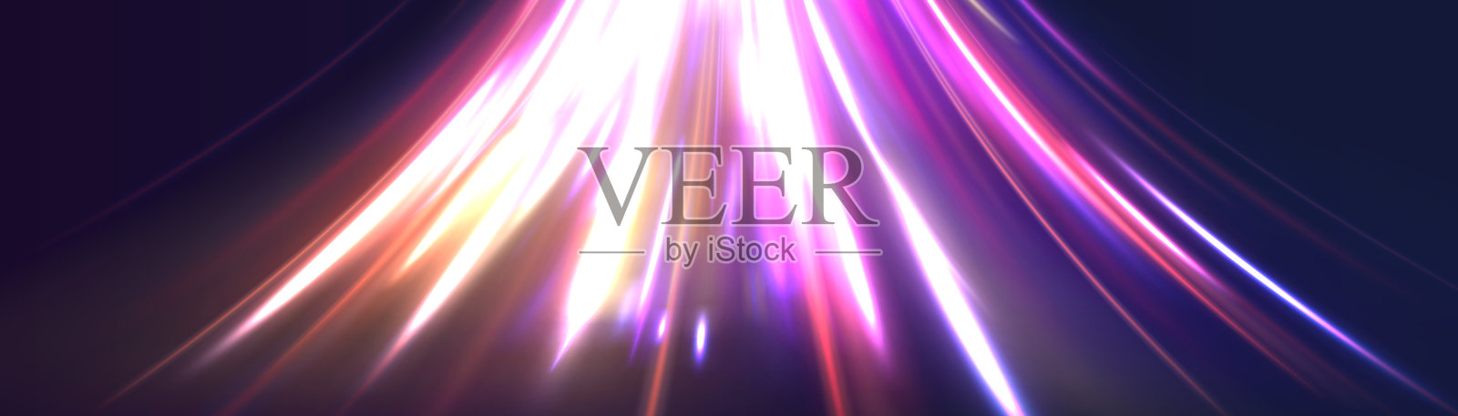 霓虹光线矢量抽象背景。未来科技风格。带有速度线的抽象背景。矢量插图。未来感。道路的光线是蓝色的。插画图片素材