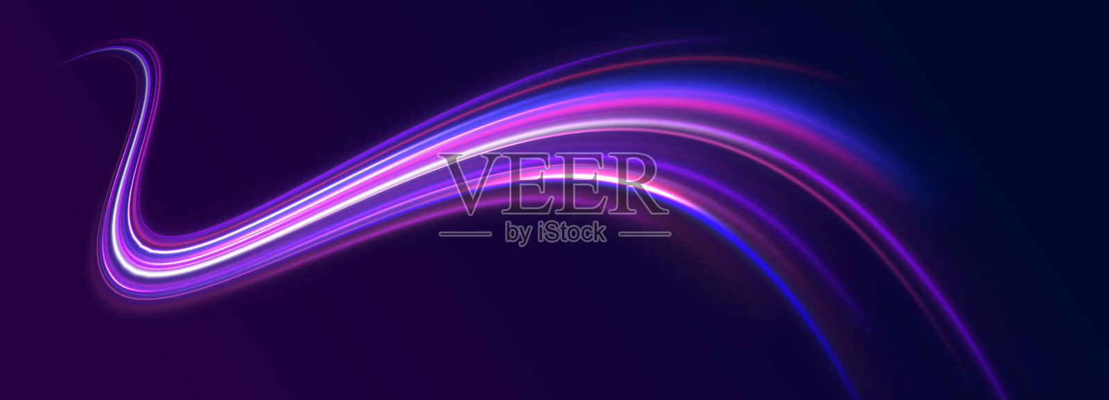 霓虹光线矢量抽象背景。未来科技风格。带有速度线的抽象背景。矢量插图。未来感。道路的光线是蓝色的。插画图片素材