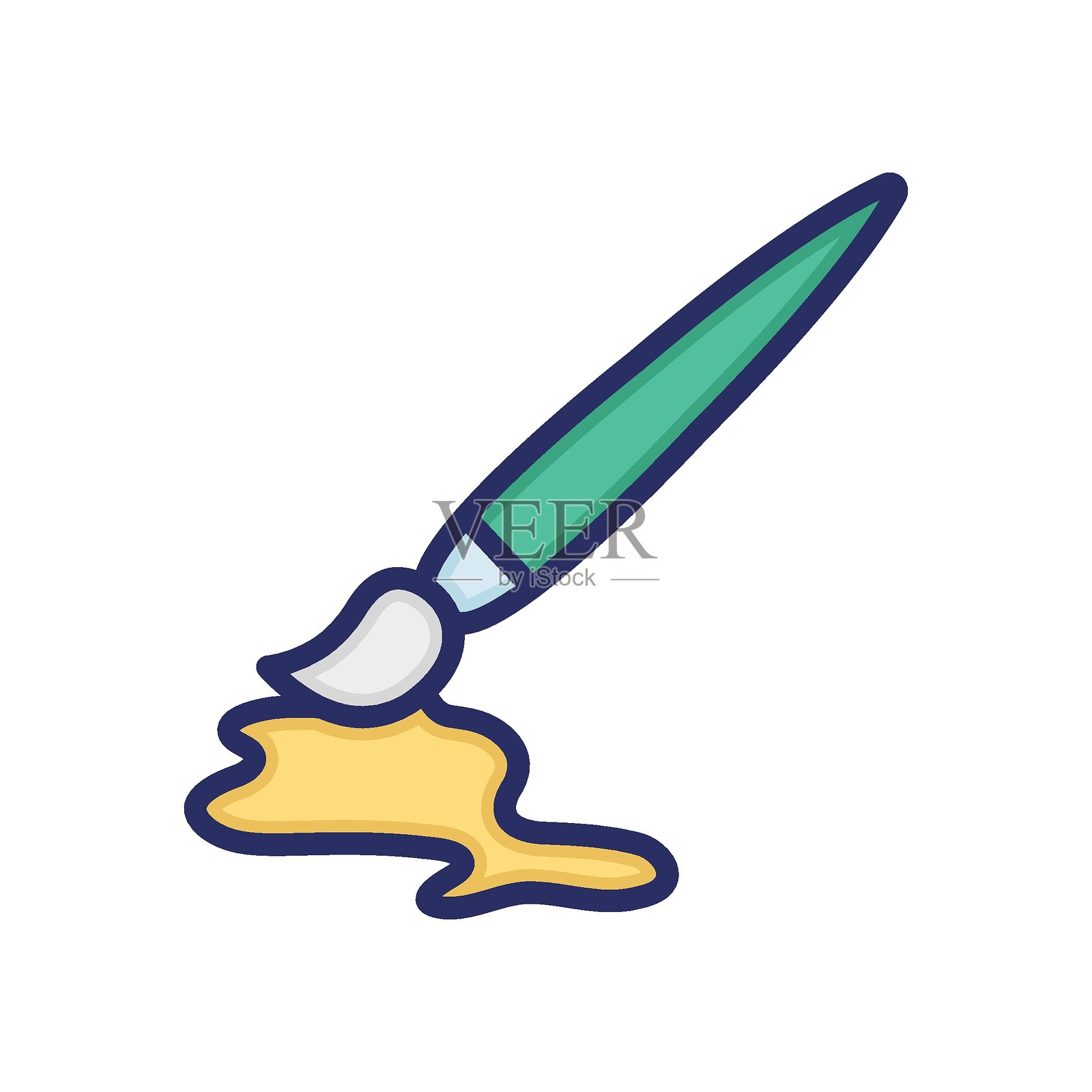 可完全编辑的水彩画刷、颜料和画笔矢量图标插画图片素材