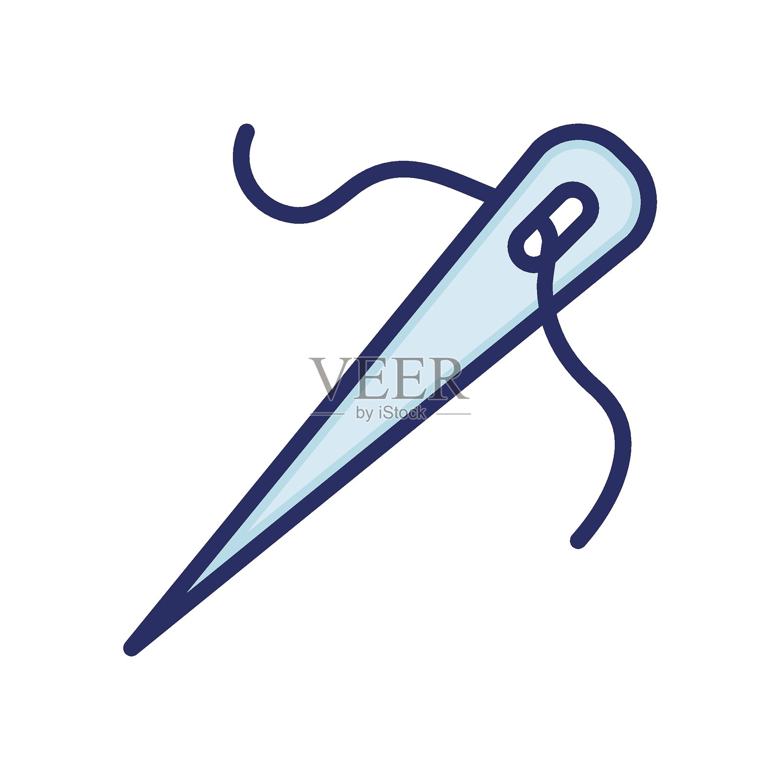 针、手工制作、缝纫、线条完全可编辑的矢量图标插画图片素材