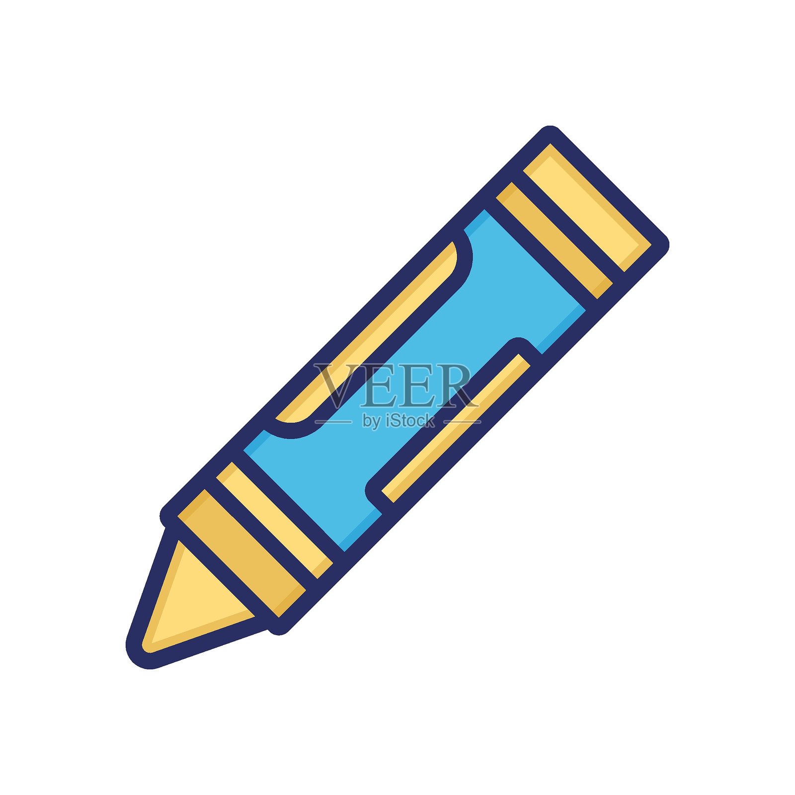 彩色可编辑的蜡笔绘画幼儿园矢量图标插画图片素材