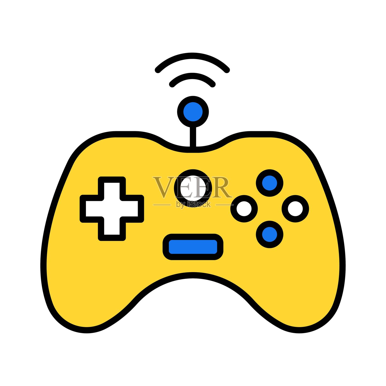 游戏遥控器矢量填充轮廓图标。EPS 10 文件插画图片素材