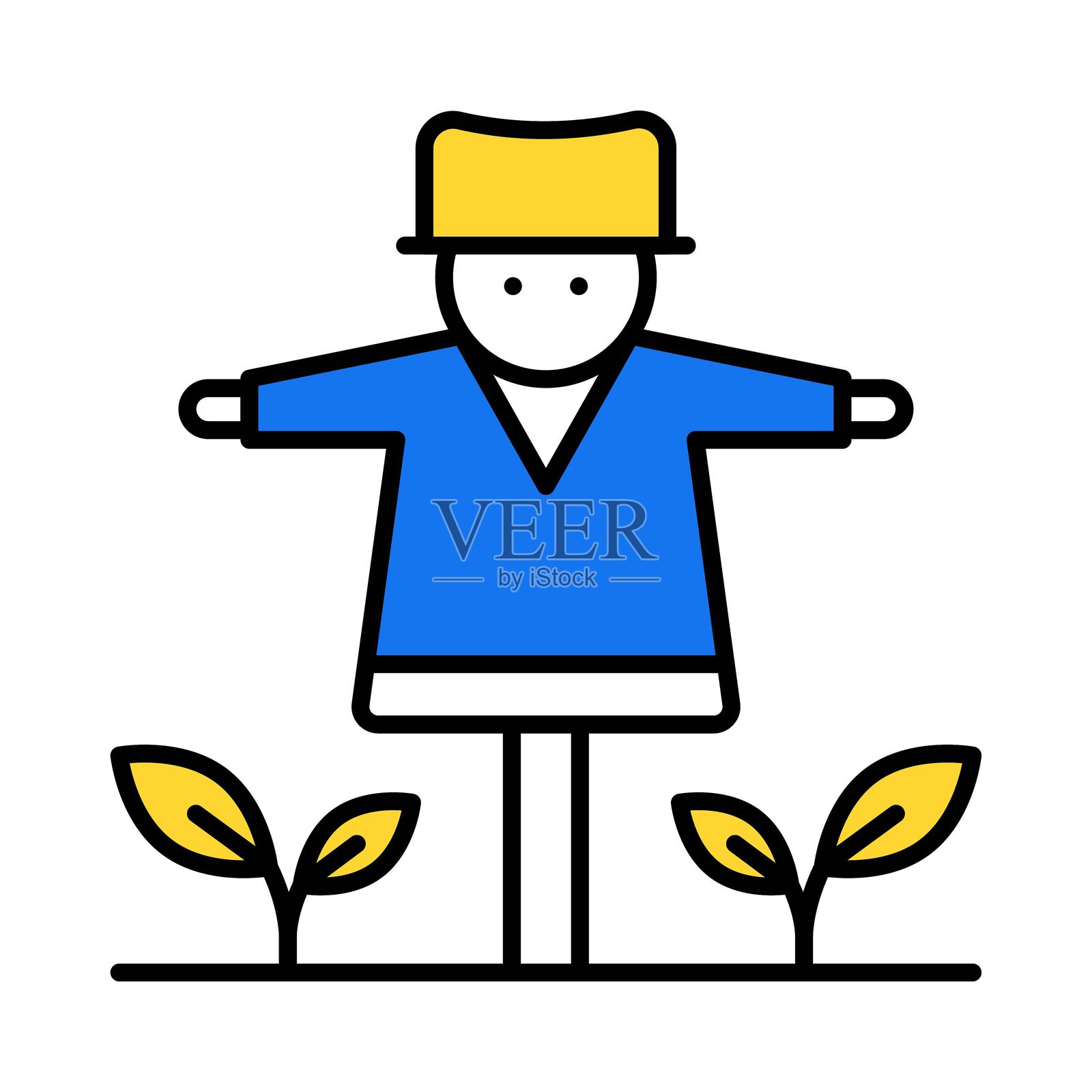 稻草人矢量填充轮廓图标。EPS 10 文件插画图片素材