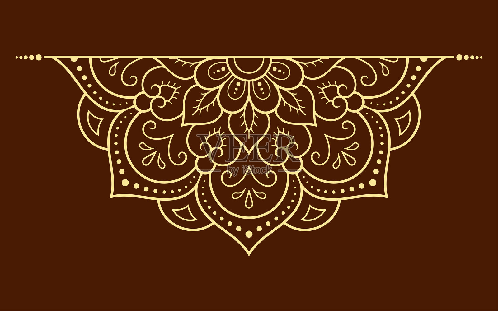 以花朵为主题的圆形曼陀罗图案，适用于亨娜、梅赫迪、纹身和装饰。具有民族东方风格的装饰性花纹。轮廓涂鸦手绘矢量插图。插画图片素材