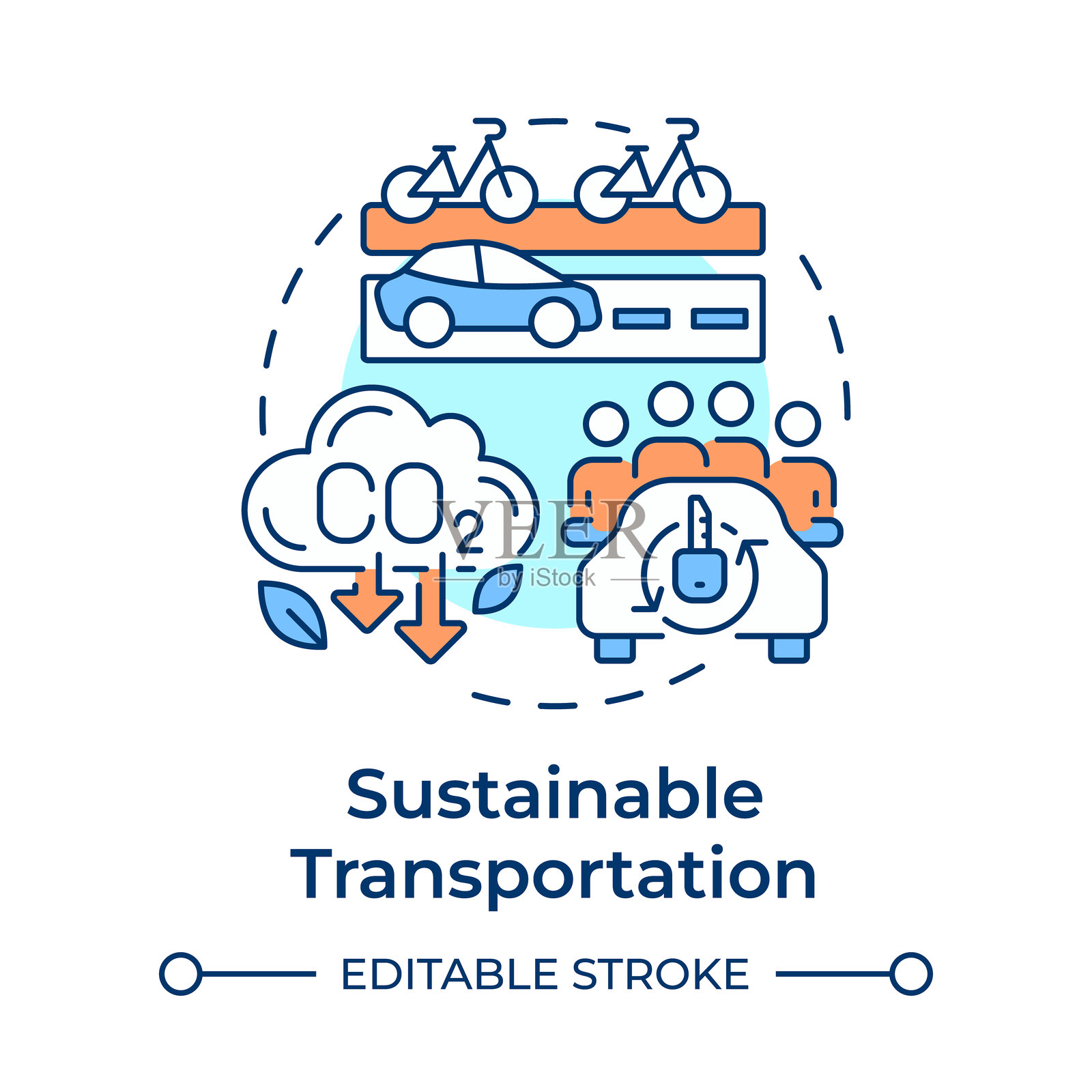 可持续交通多色概念图标插画图片素材