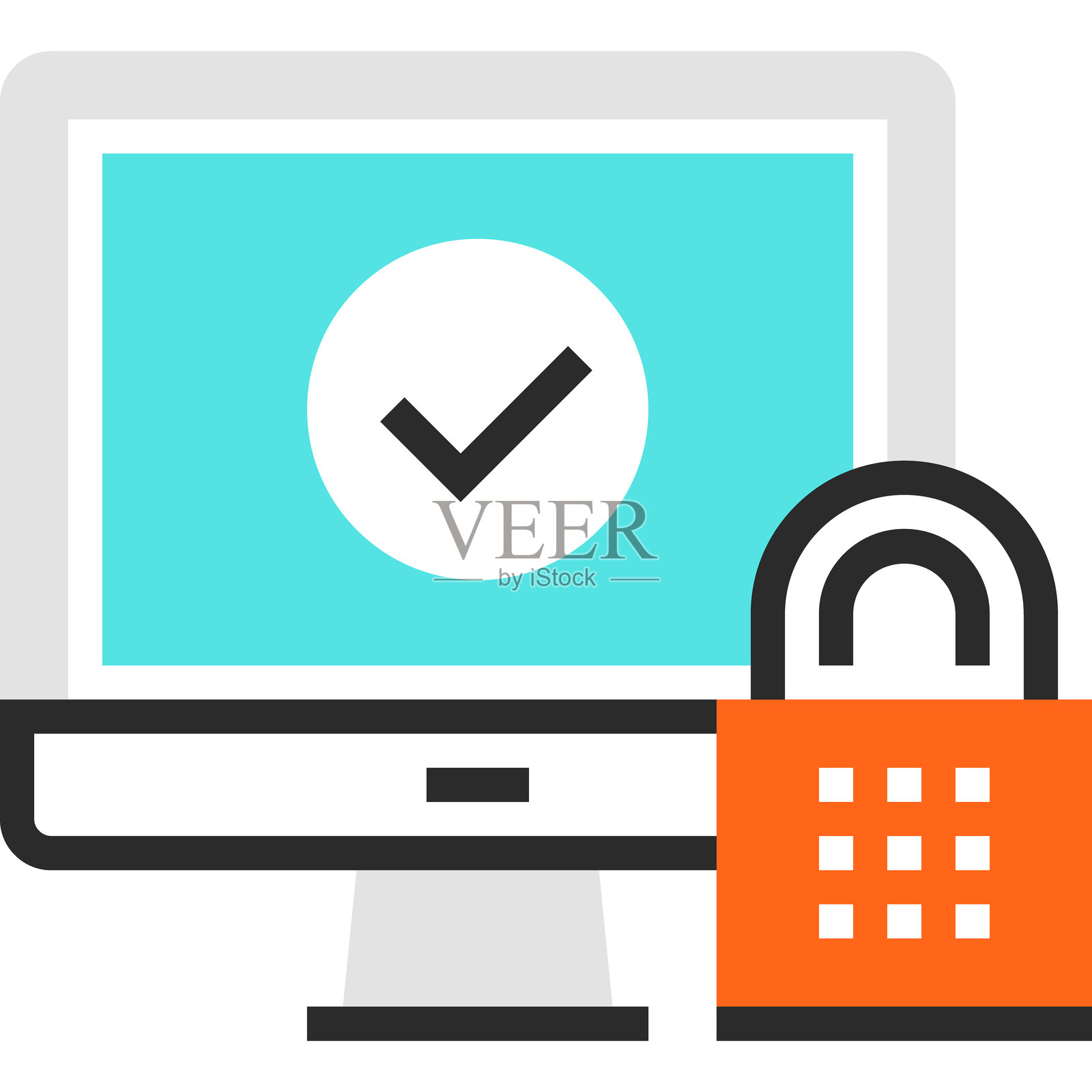 保护平面线条网页图标概念插画图片素材