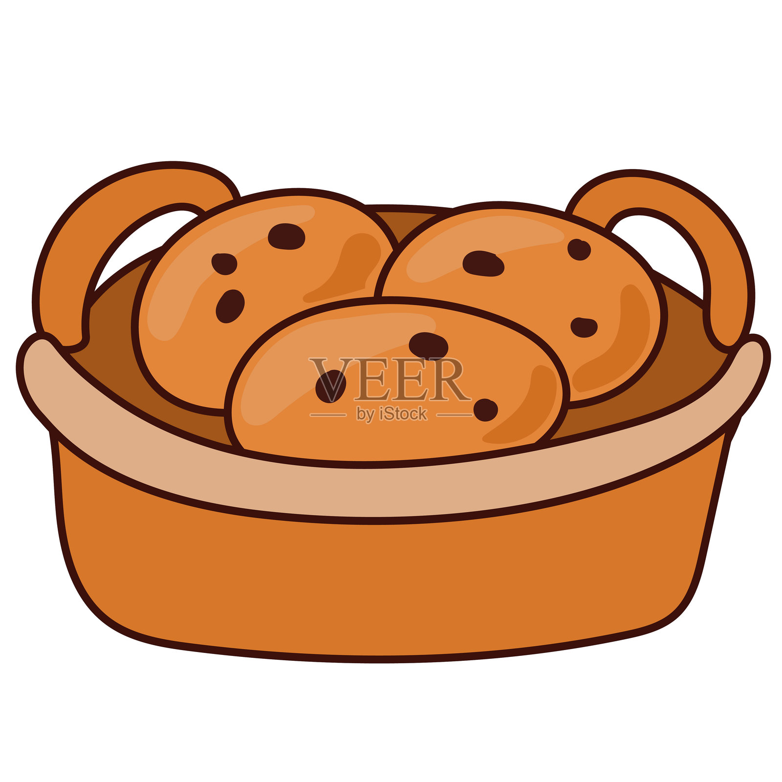 手工制作的面包烘焙图案。独立的面包符号涂鸦，背景为白色。健康新鲜食品商业符号图标的轮廓。无麸质小麦甜点。早晨早餐甜美可口的主题。插画图片素材