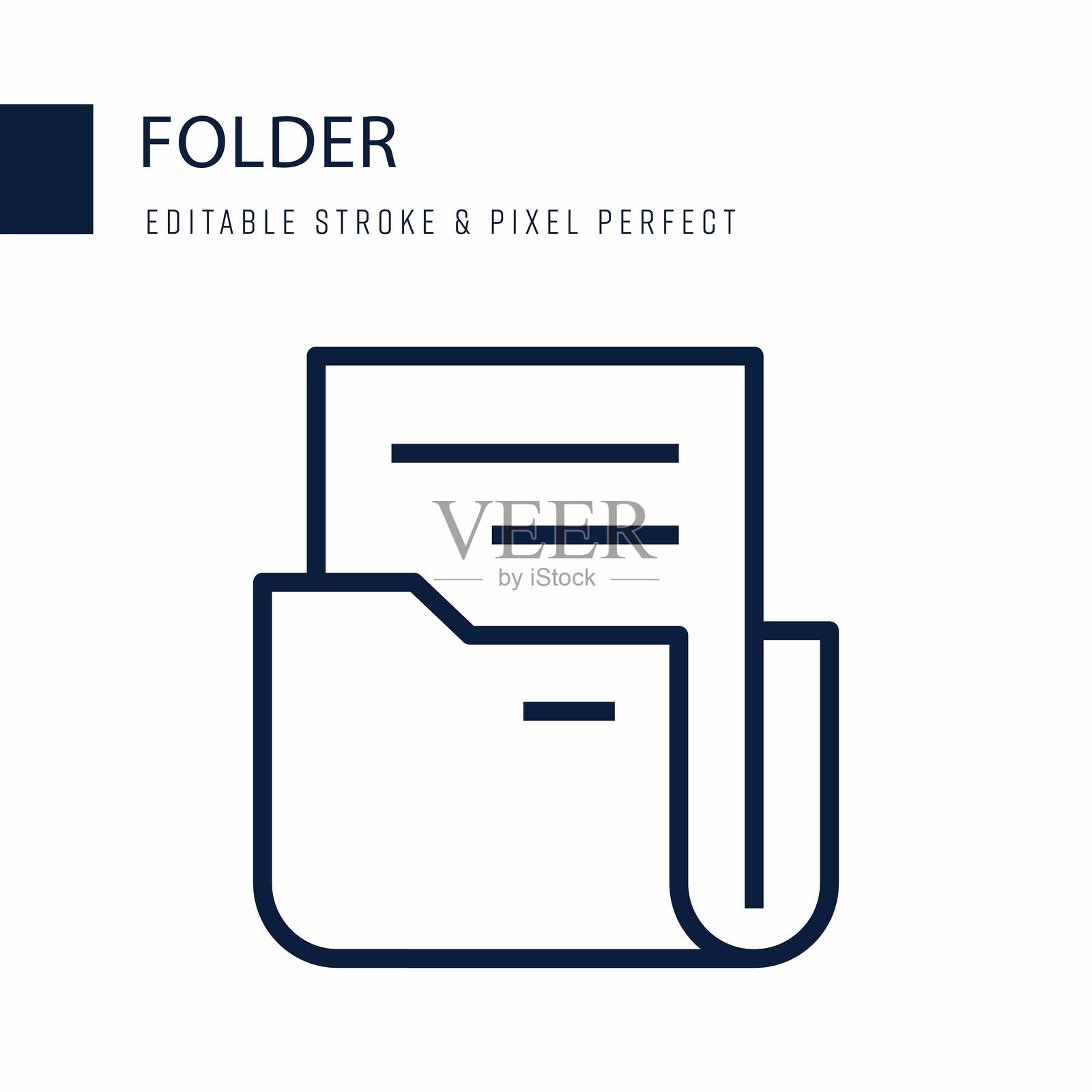 文件夹线条图标。可编辑的描边矢量图标。插画图片素材