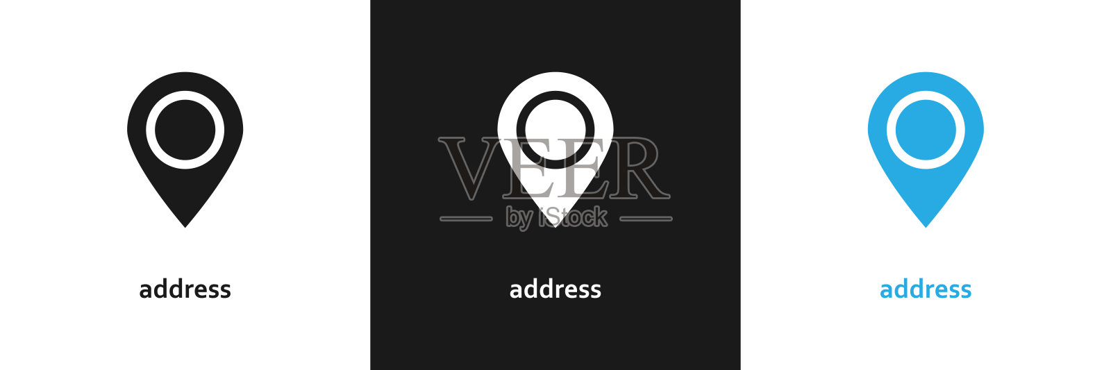 地图图钉图标集。位置、地址矢量图标。插画图片素材