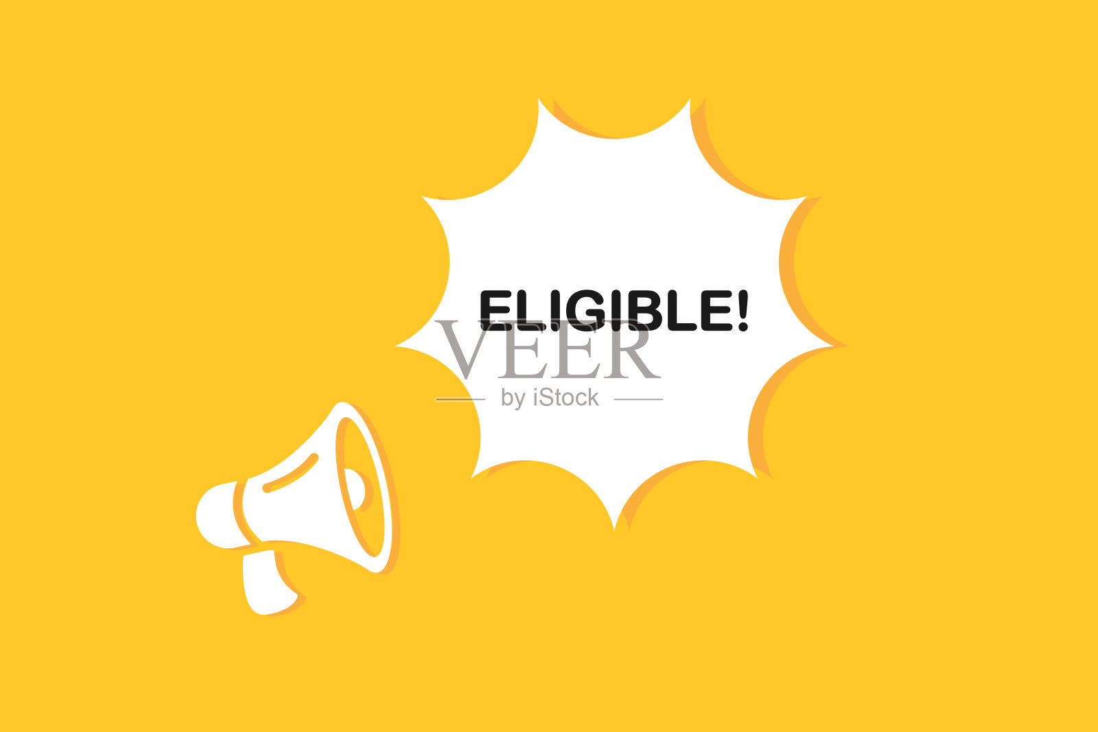 带有扩音器的合格对话框。适用于商业、营销和广告的合格网页横幅。矢量插图。插画图片素材