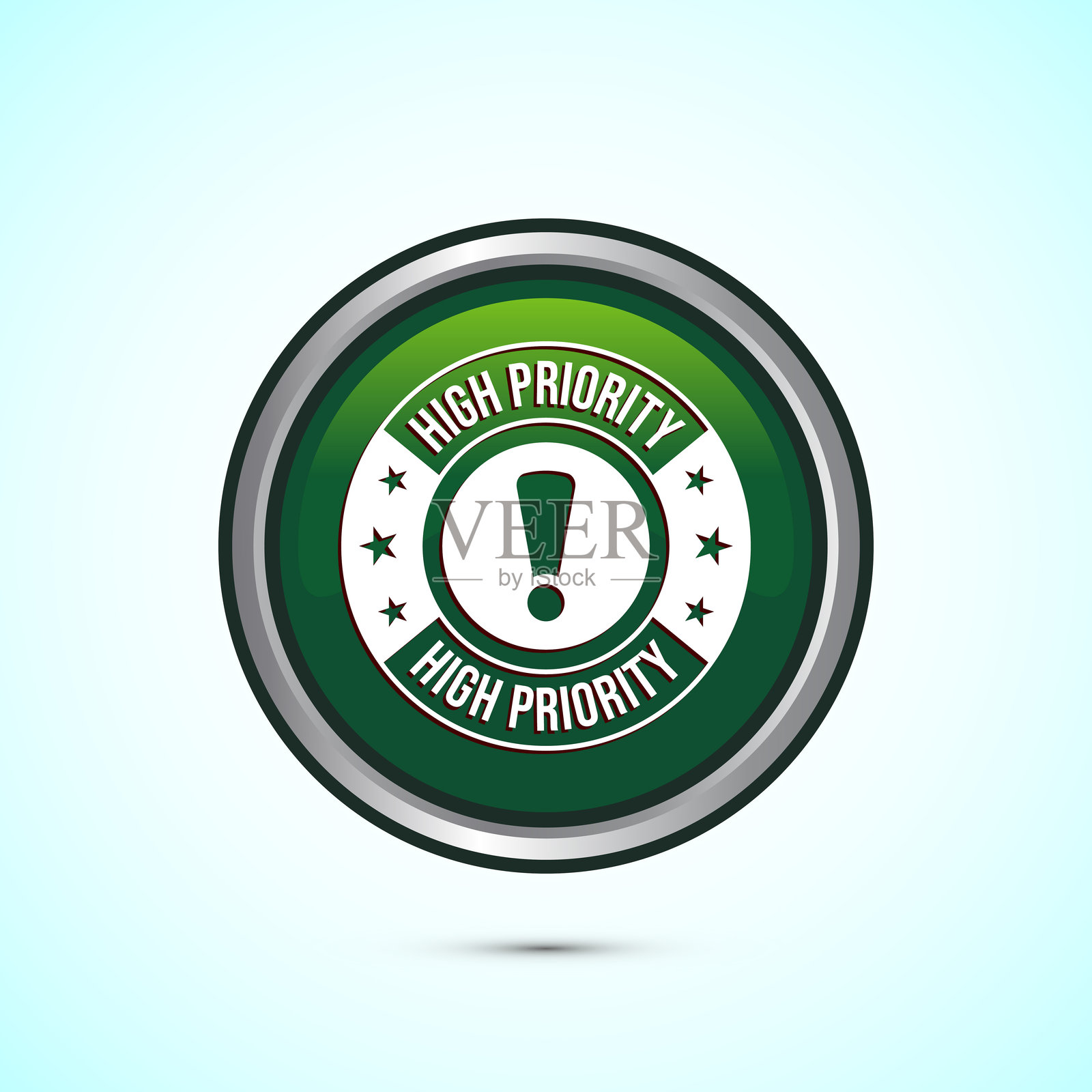 高优先级图标设计插图。高优先级标签徽章标志符号，绿色圆形按钮设计插画图片素材