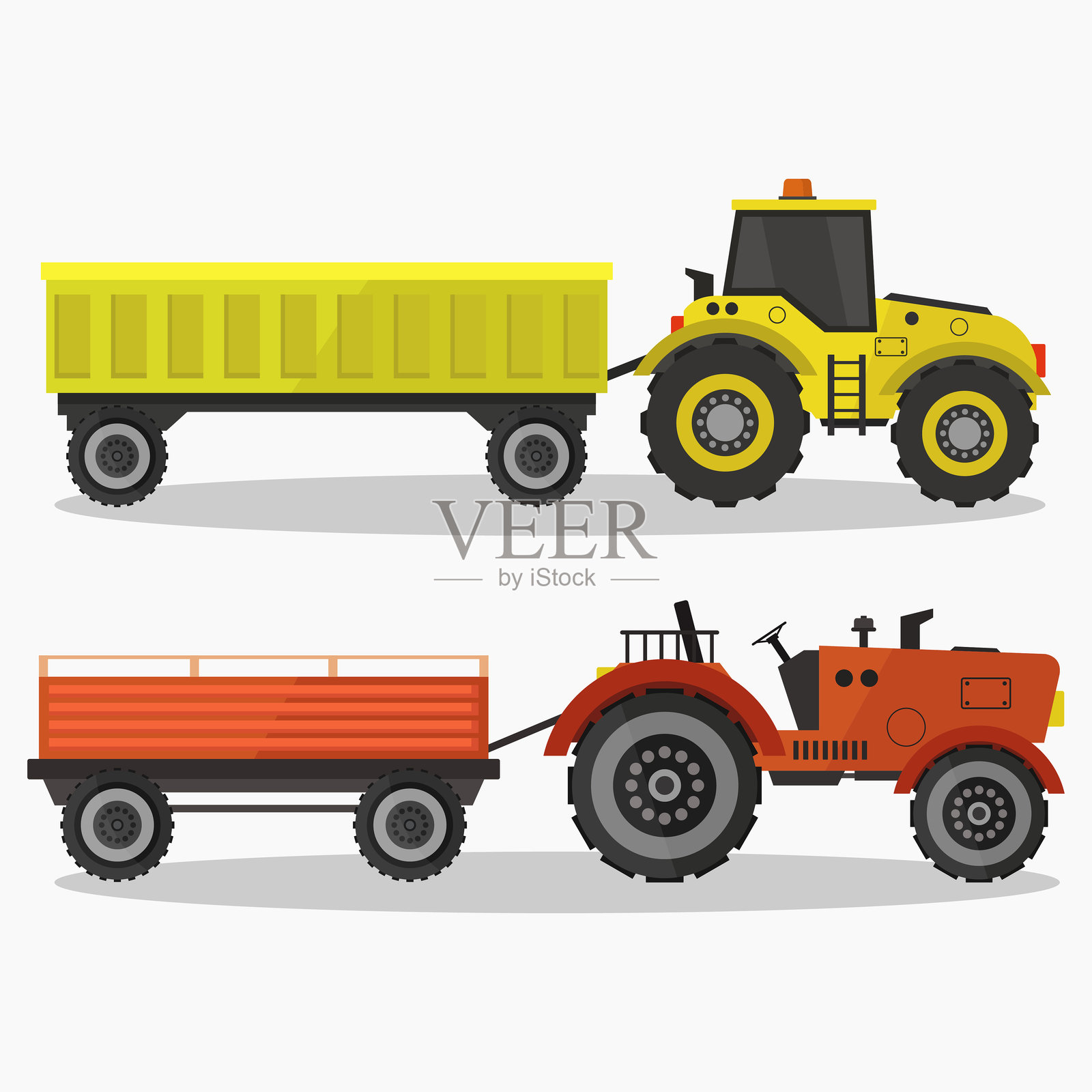 拖拉机与拖车插画图片素材
