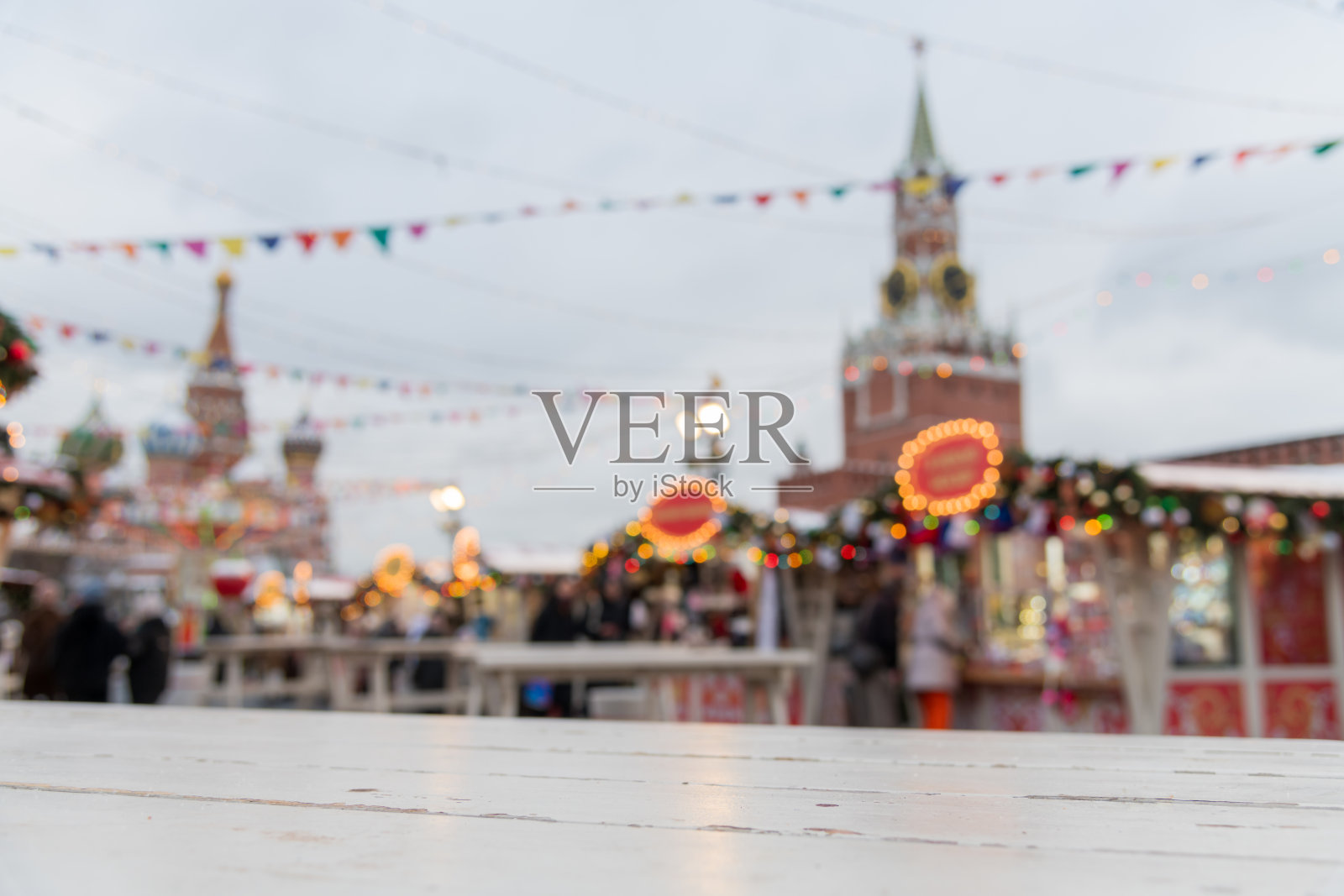 红场在圣诞和新年期间的节日庆祝活动照片摄影图片