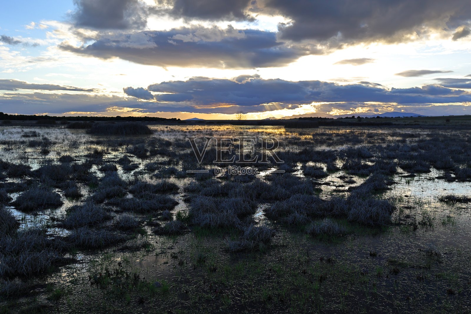 贝莱尼亚湖泊的日落风景照片摄影图片