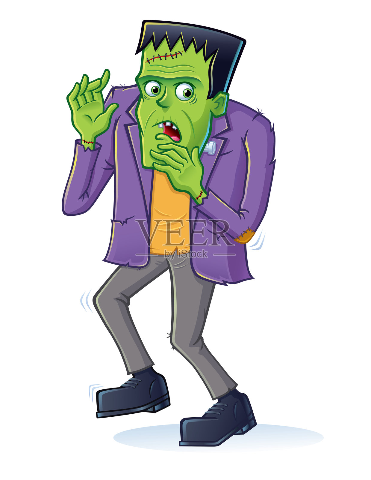 害怕的绿色万圣节怪物插画图片素材