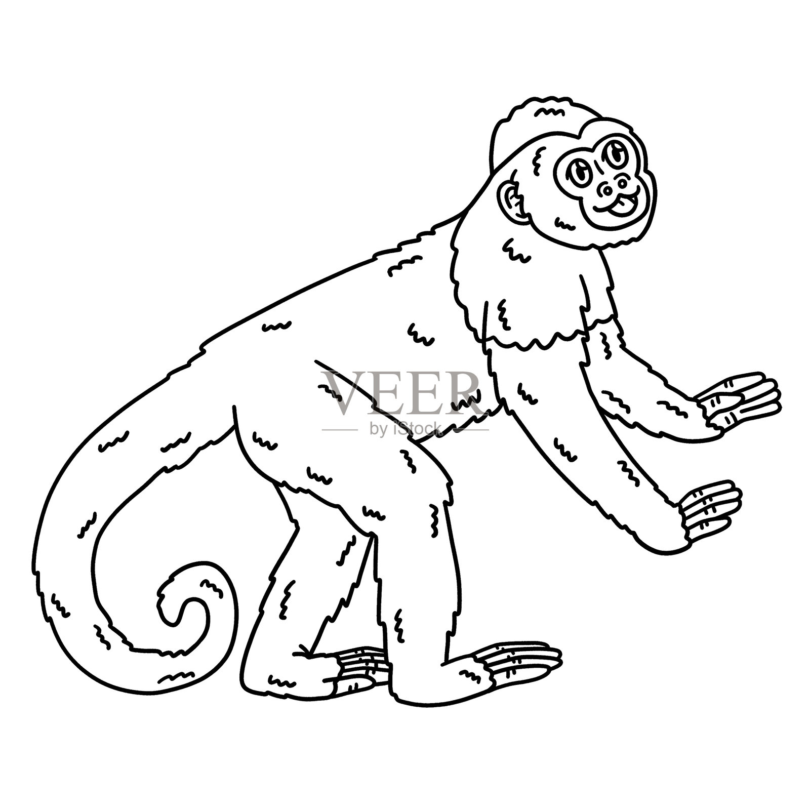 孤立的喧猴动物涂色页插画图片素材