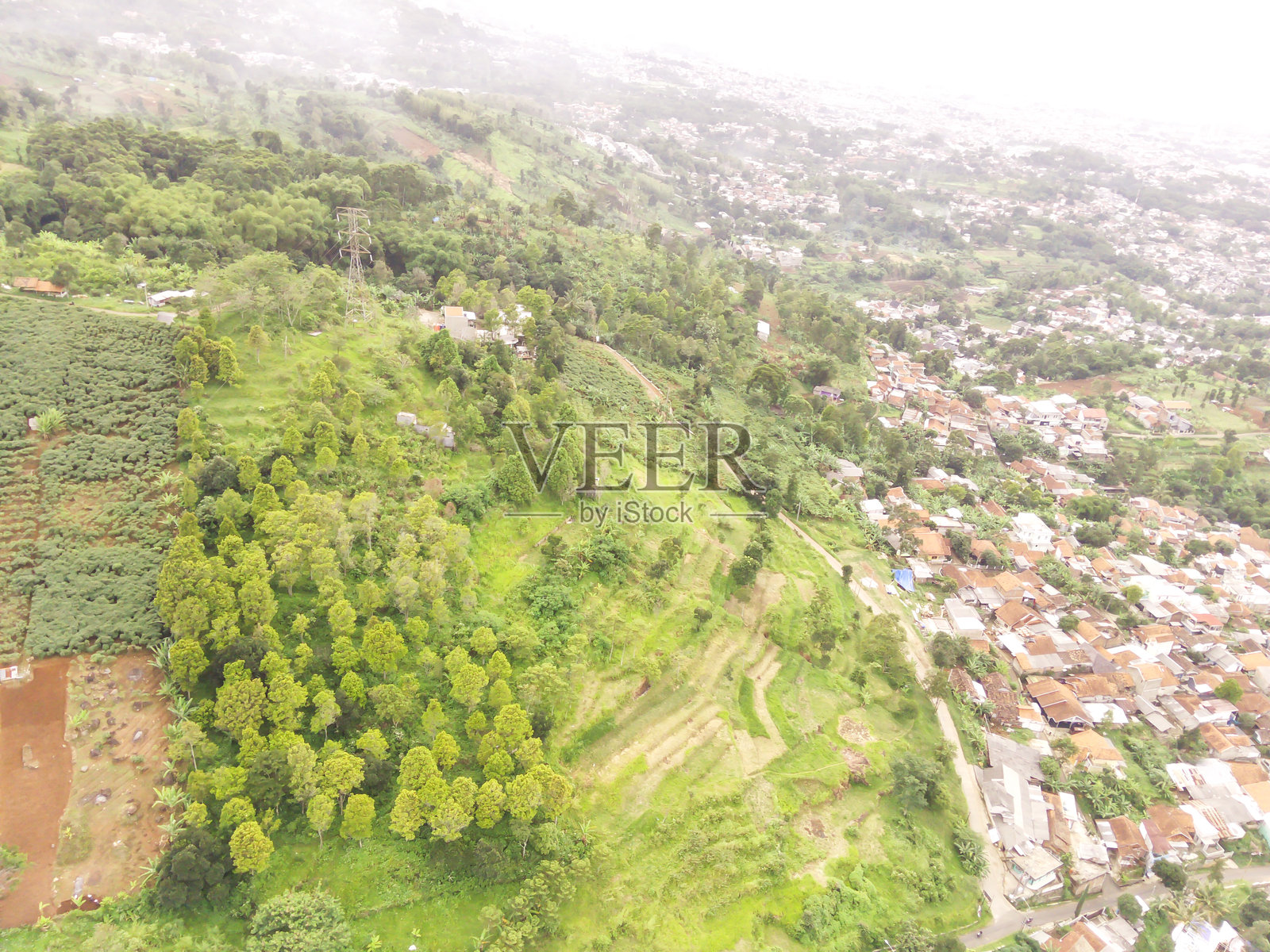 高原上的全景景观定居点照片摄影图片